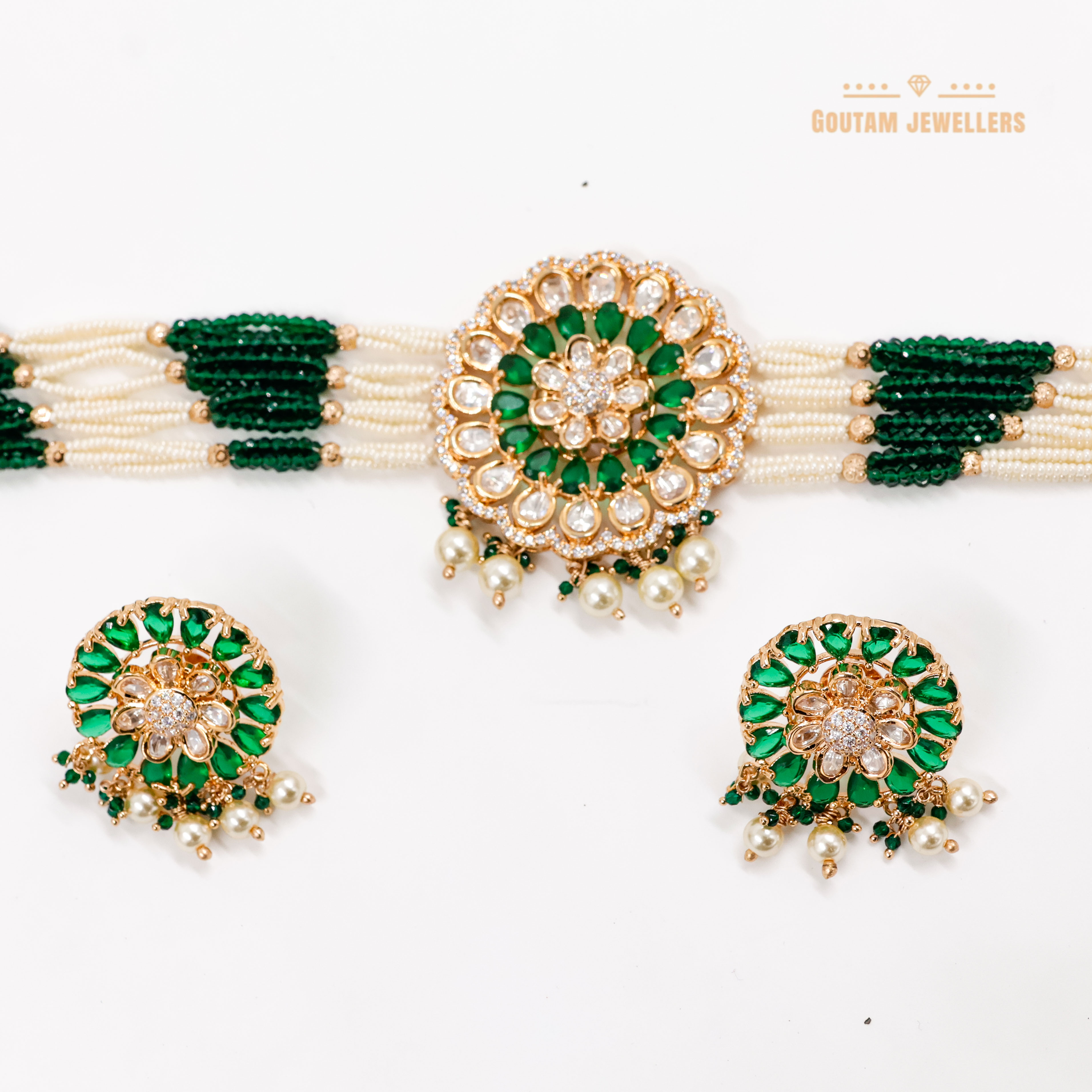 Goutam Jewellers By Ashok Rathod - Round Shape Polki Kundan Choker Set