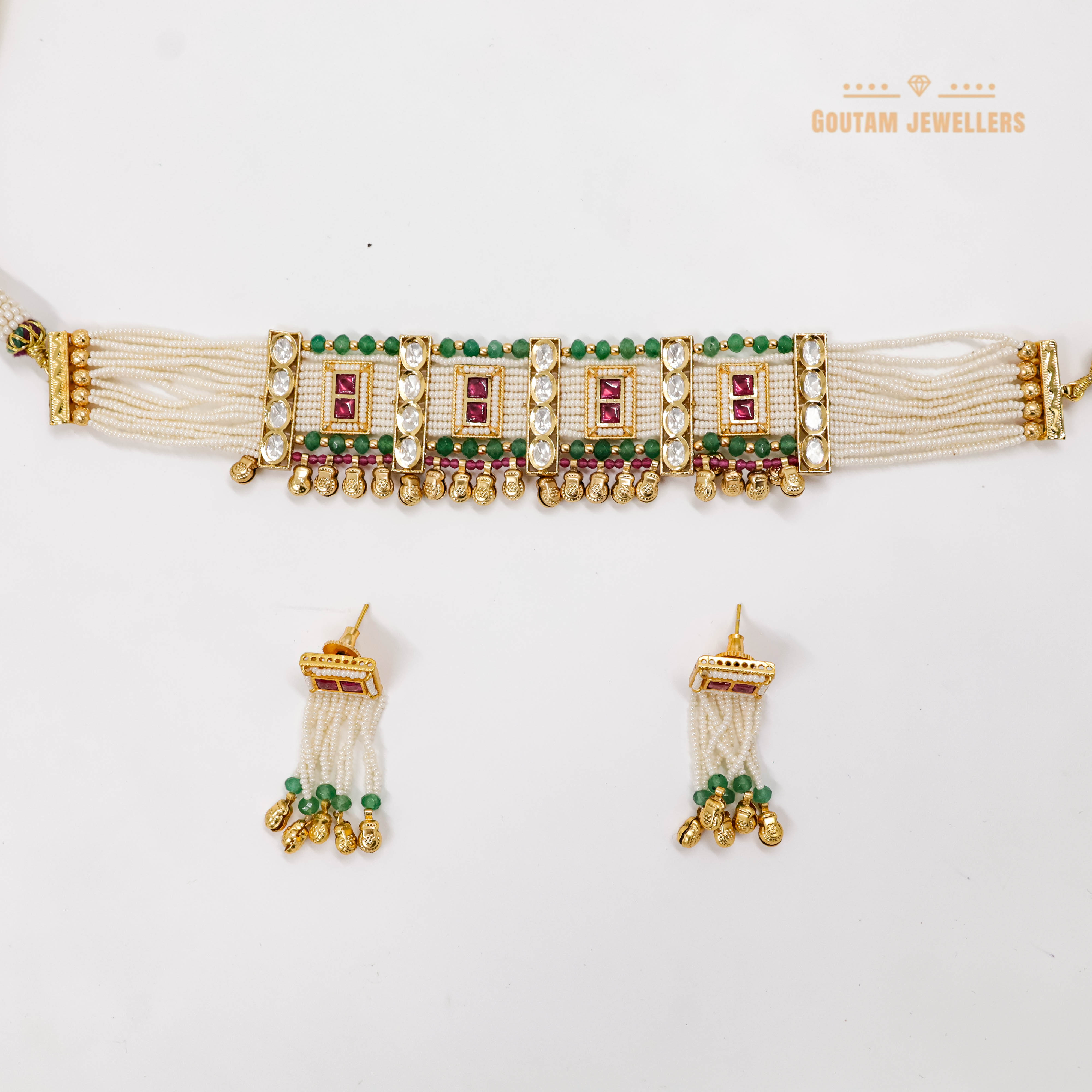 Goutam Jewellers By Ashok Rathod - Elegant Polki Kundan Choker Set