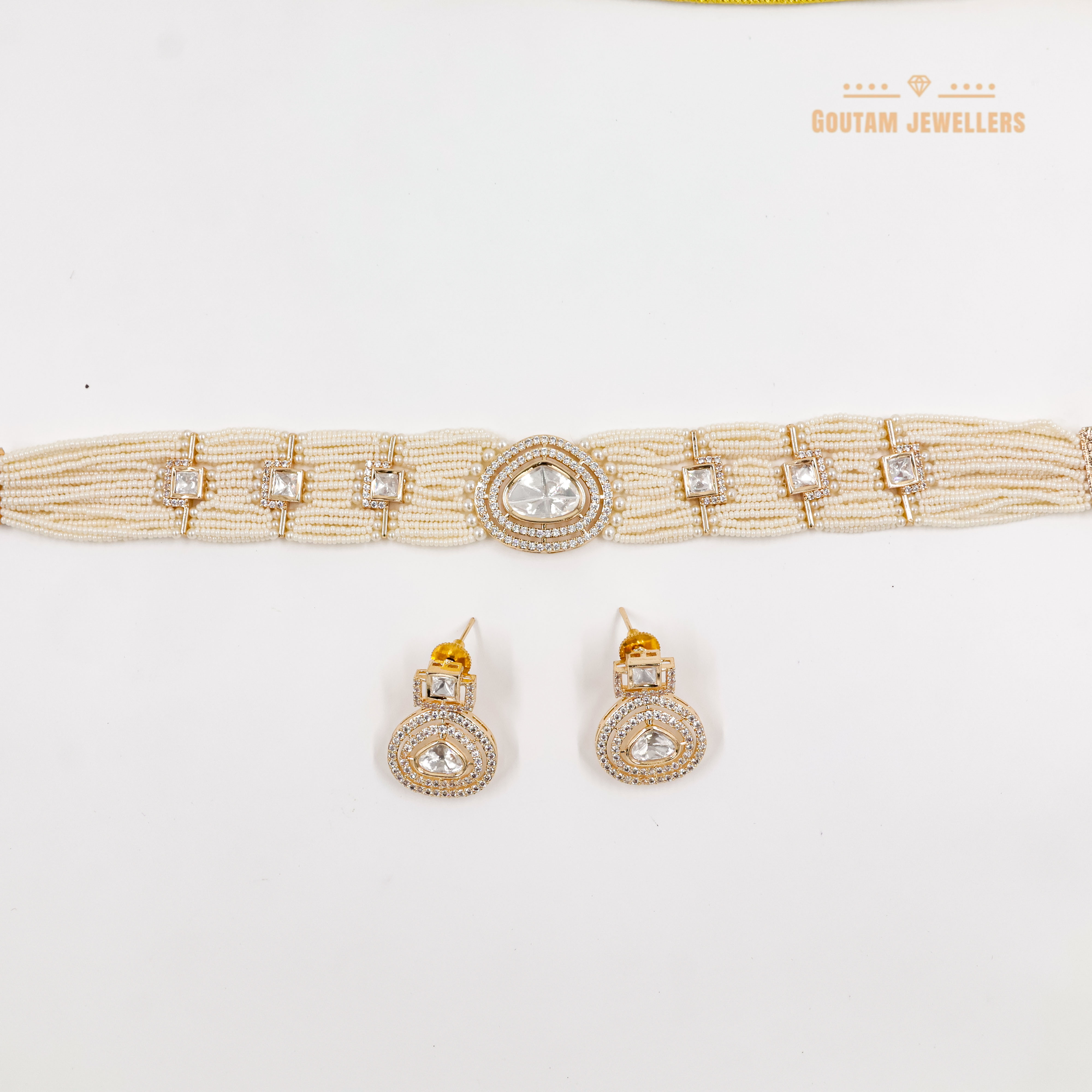 Goutam Jewellers By Ashok Rathod - Tilak Shape Polki Kundan Choker Set