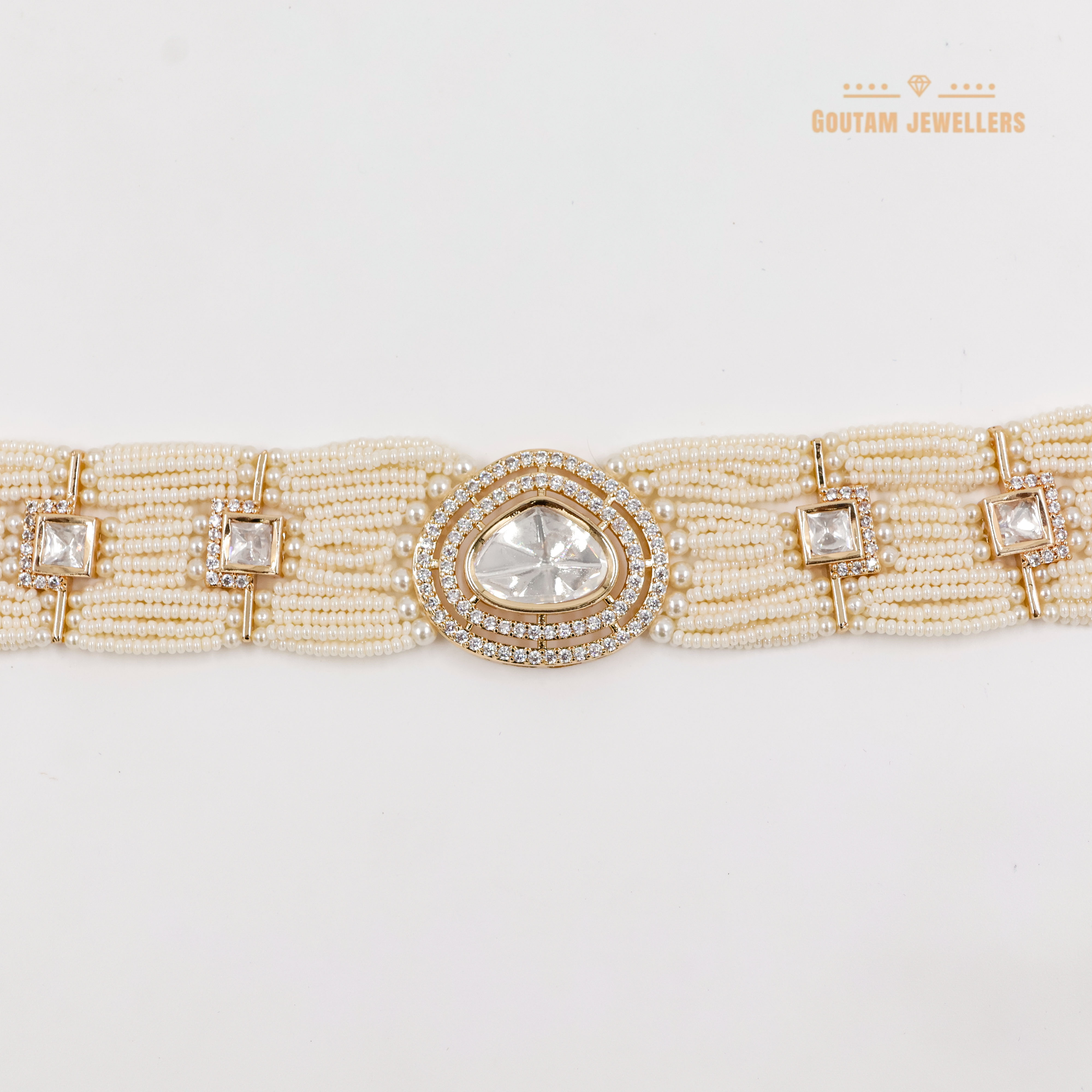 Goutam Jewellers By Ashok Rathod - Tilak Shape Polki Kundan Choker Set