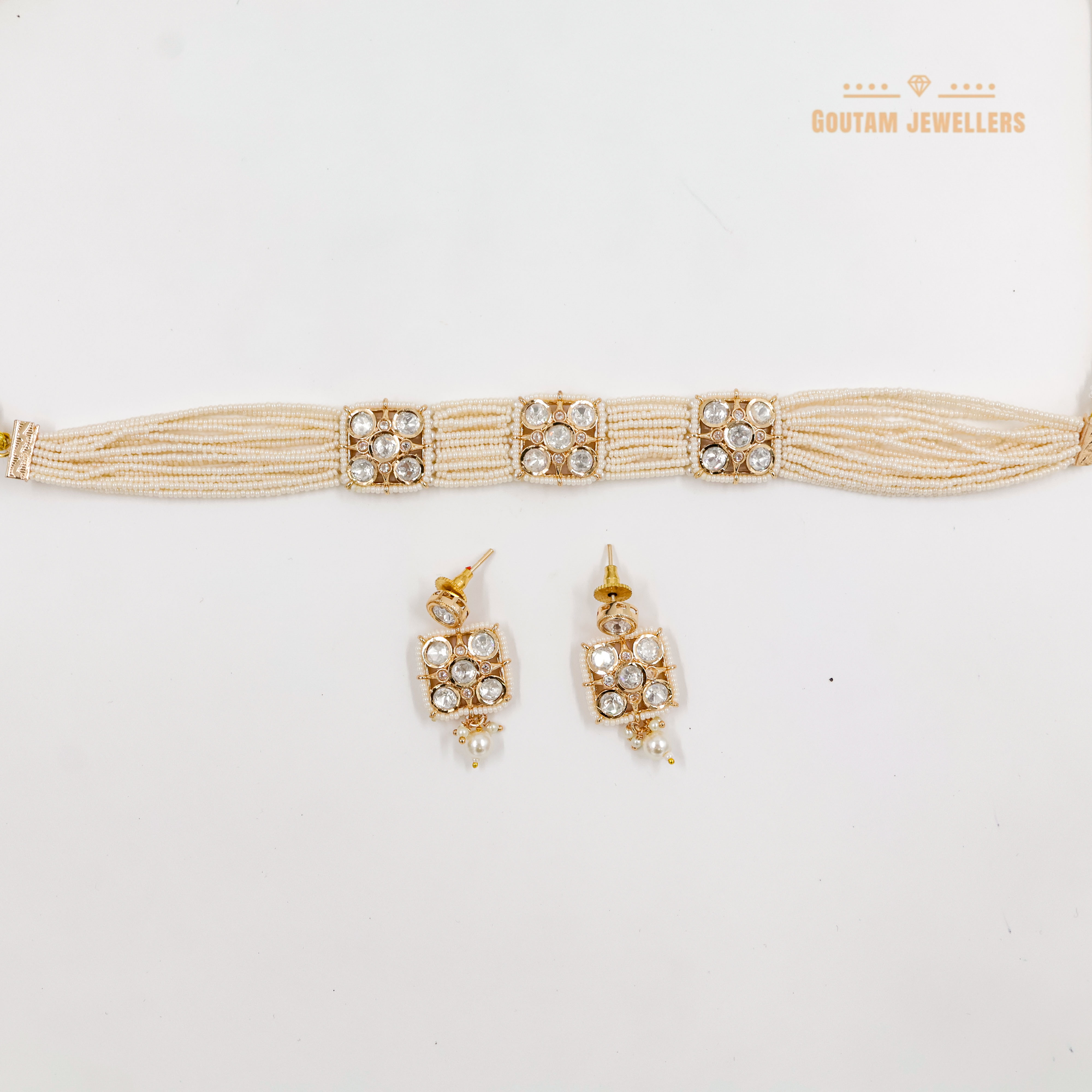 Goutam Jewellers By Ashok Rathod - Square Shape Polki Kundan Choker Set