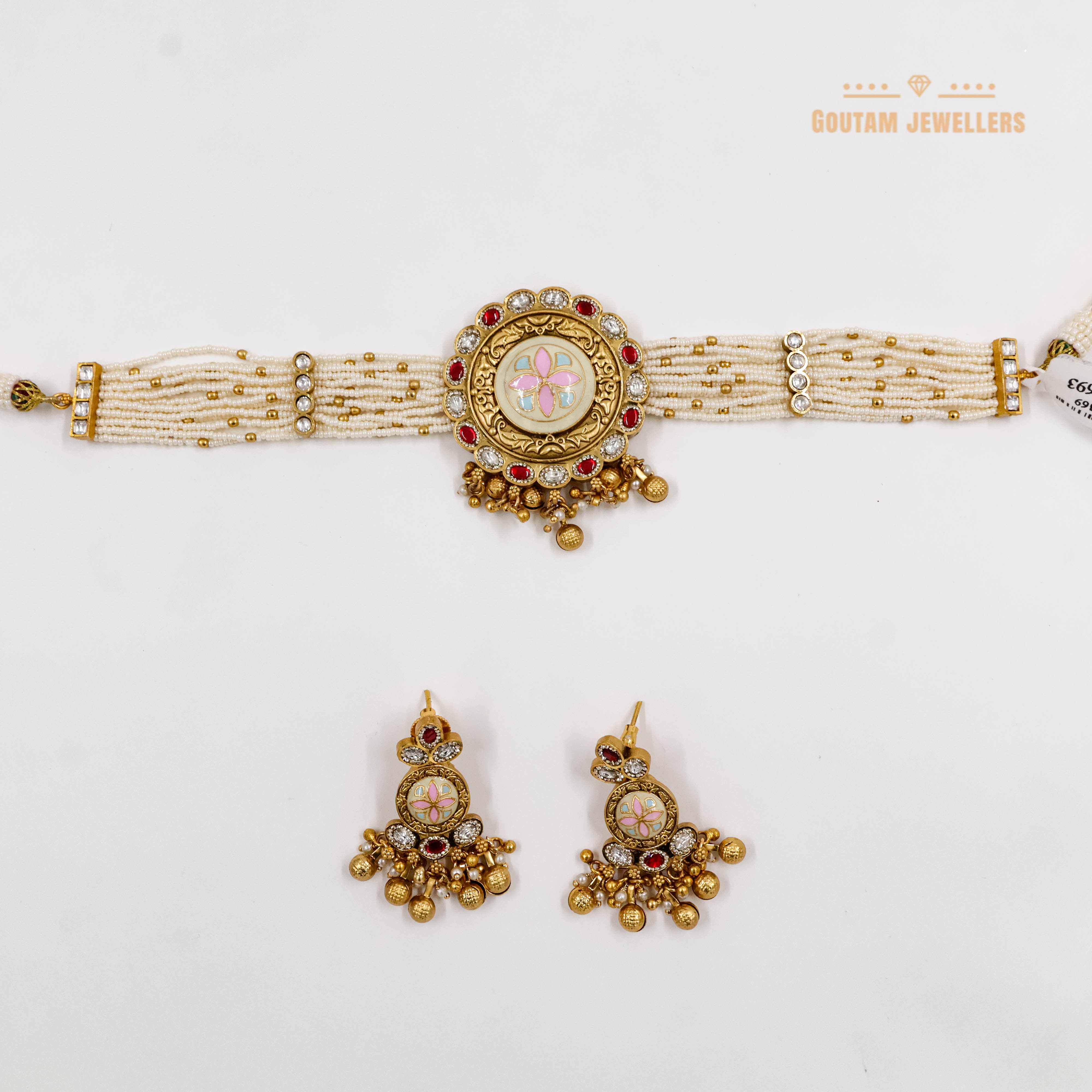Goutam Jewellers By Ashok Rathod - Minakri Locket Kundan Choker Set