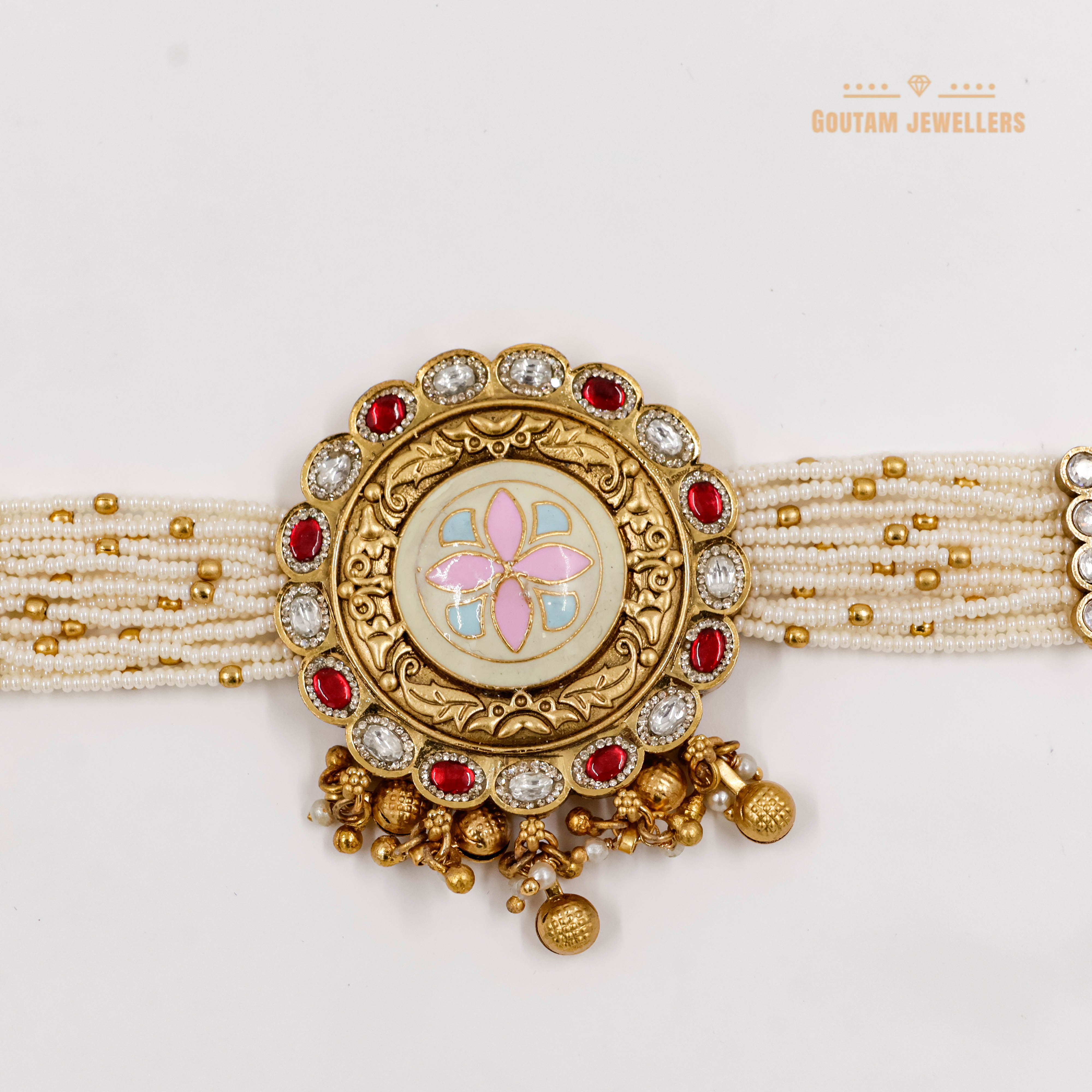 Goutam Jewellers By Ashok Rathod - Minakri Locket Kundan Choker Set