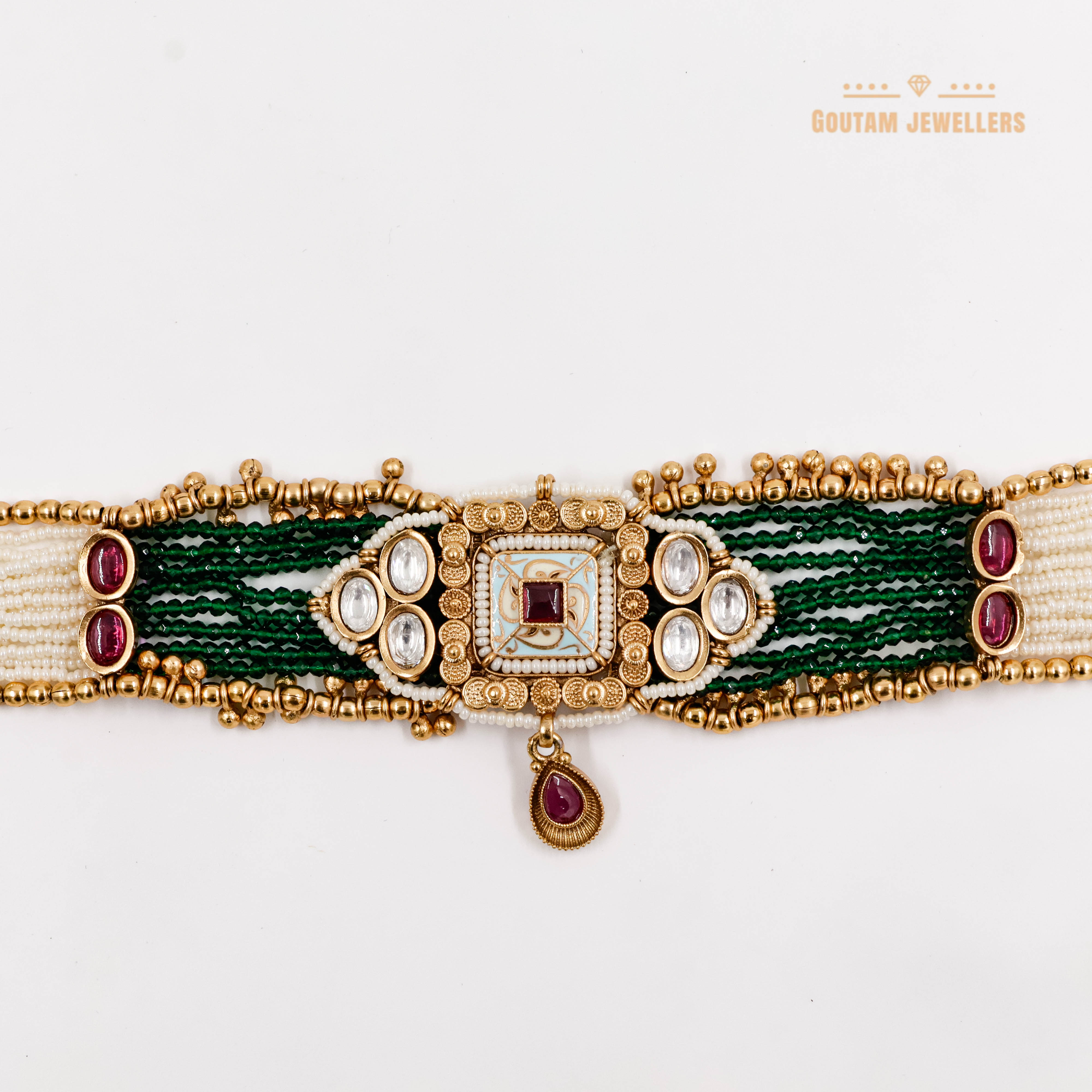 Goutam Jewellers By Ashok Rathod - Antique Crystal Choker Set