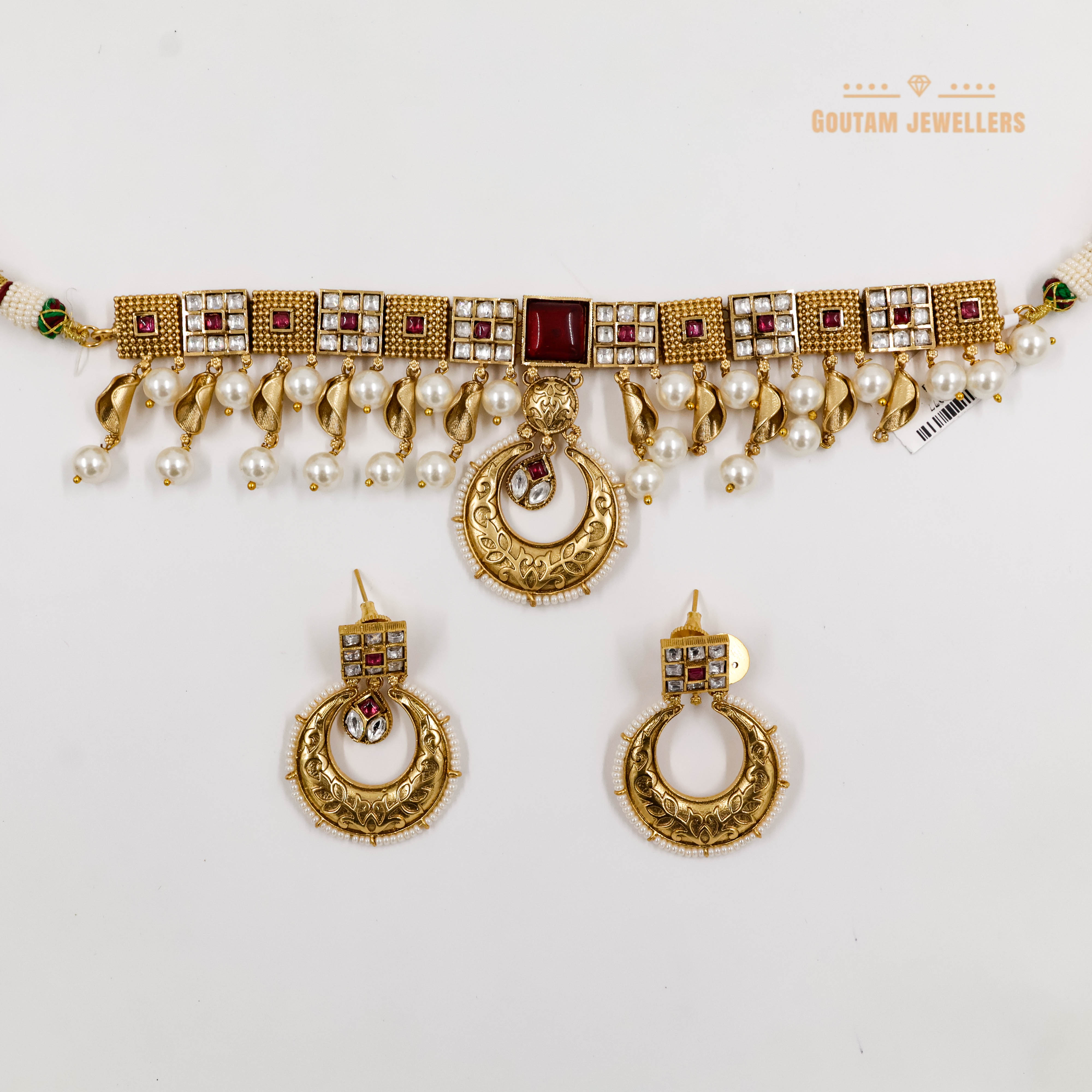 Goutam Jewellers By Ashok Rathod - Rajwaadi Kundan Golden Color Choker Set