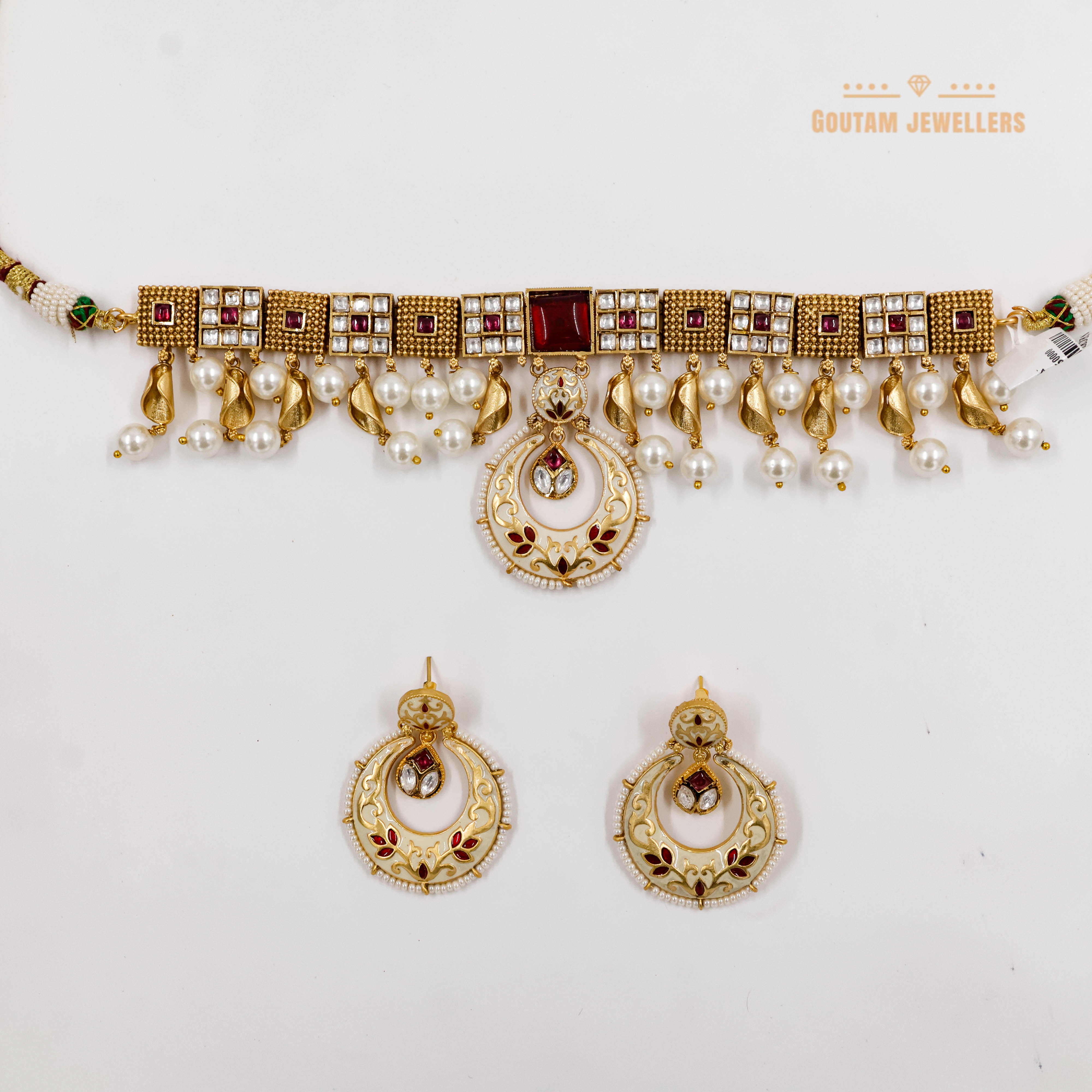 Goutam Jewellers By Ashok Rathod - Rajwaadi KundanWhite Color Choker Set