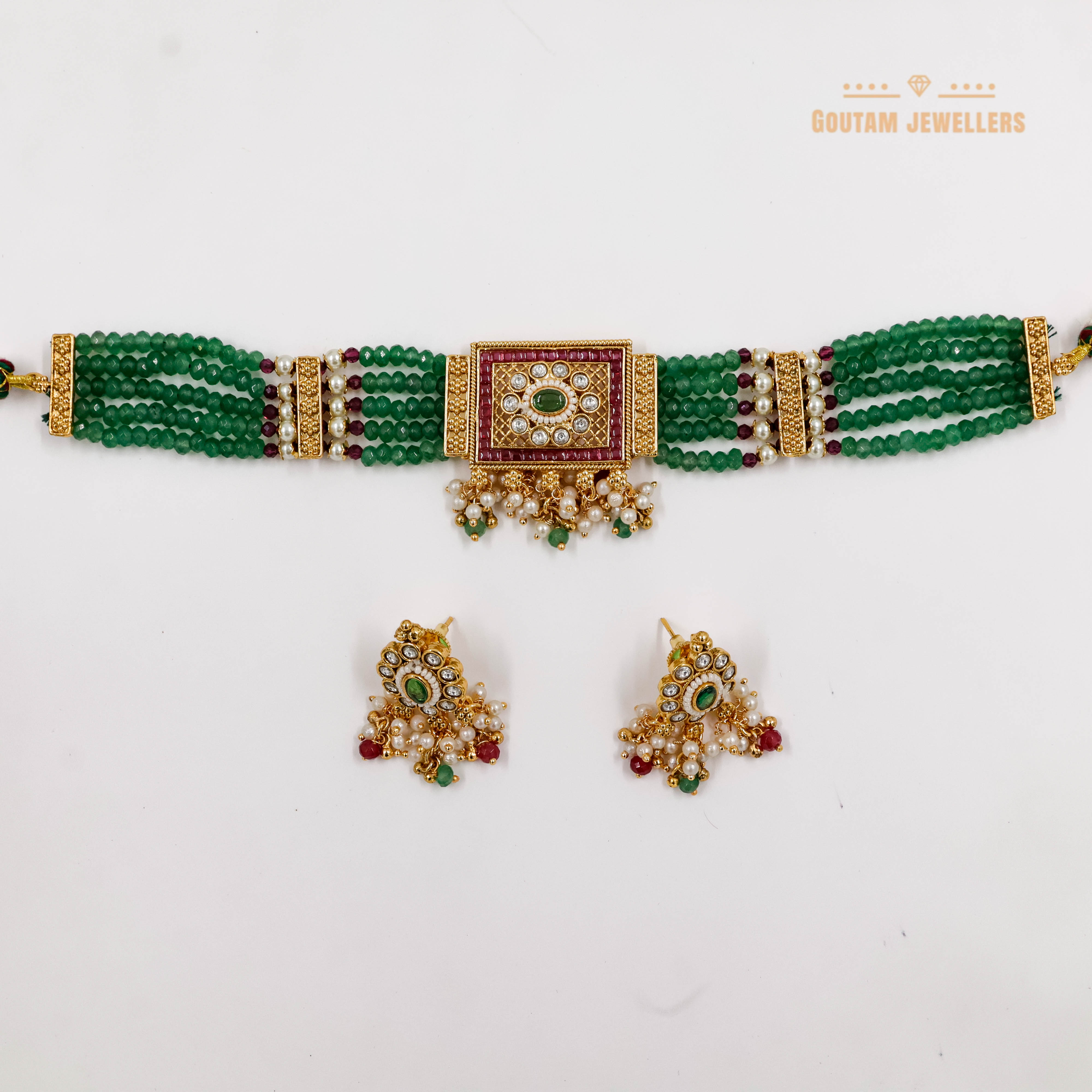 Goutam Jewellers By Ashok Rathod - Rajwadi Crystal Bandai Choker Set