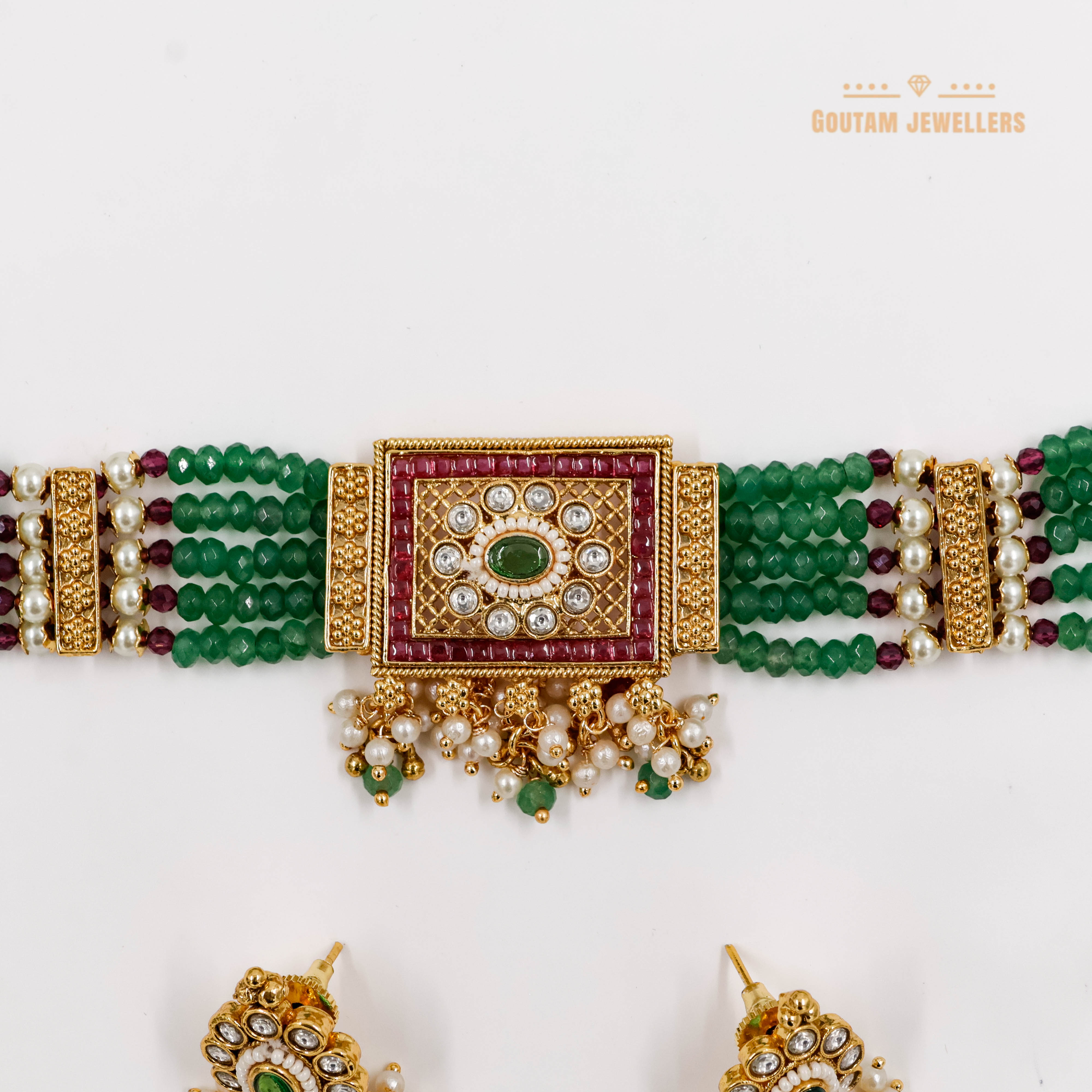 Goutam Jewellers By Ashok Rathod - Rajwadi Crystal Bandai Choker Set