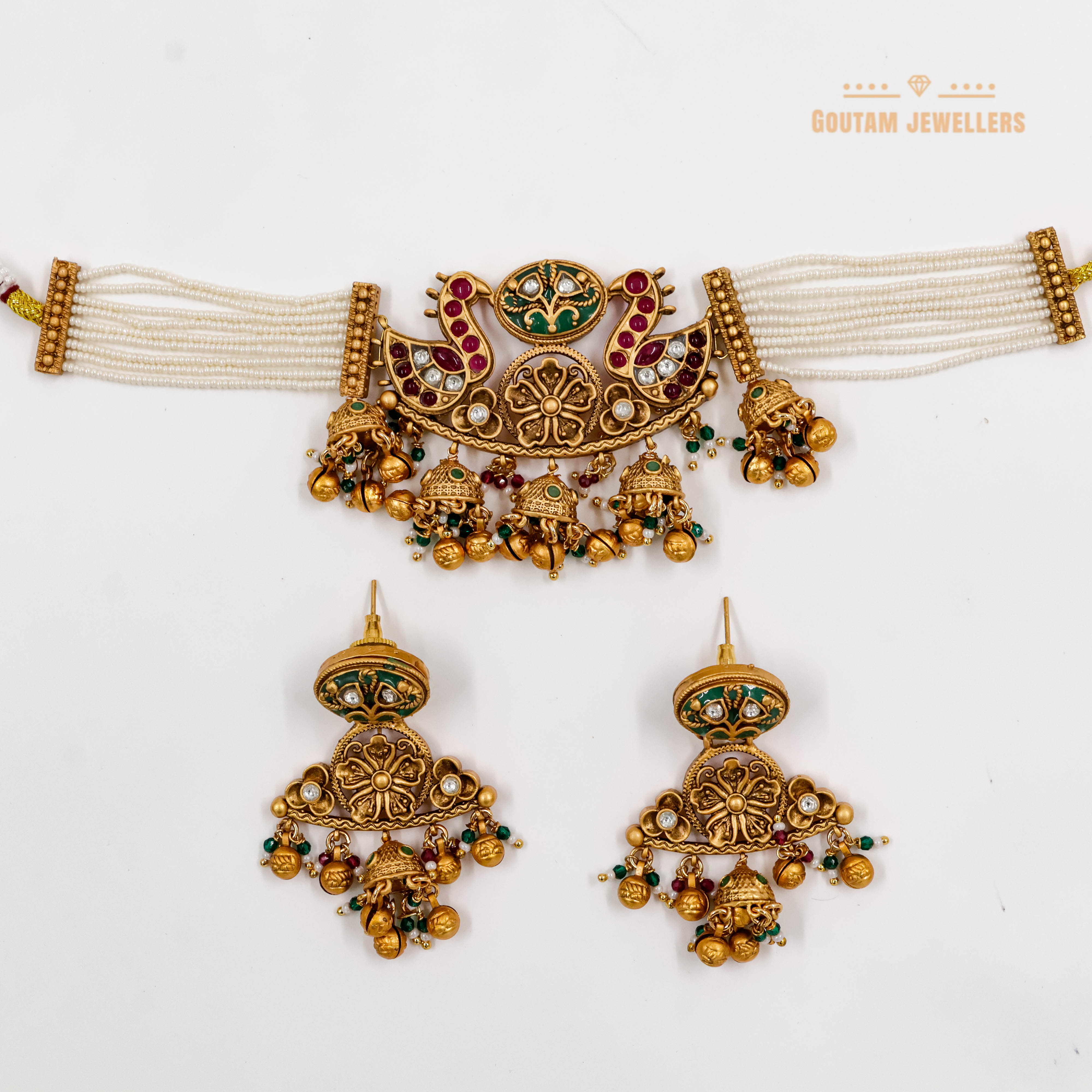 Goutam Jewellers By Ashok Rathod - Rajwadi Peacock Kundan Choker Set