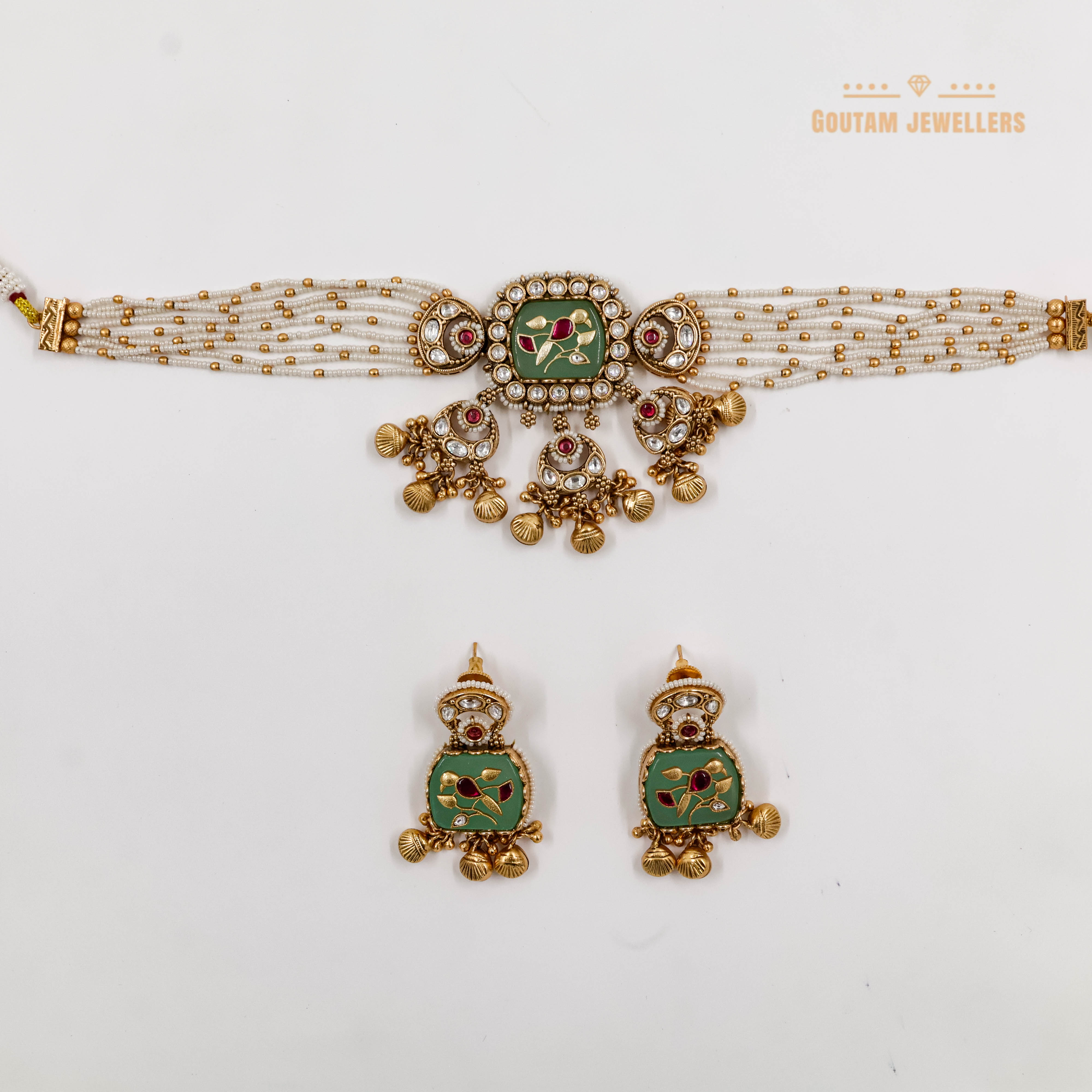 Goutam Jewellers By Ashok Rathod - Pachi Kundan Locket Choker Set