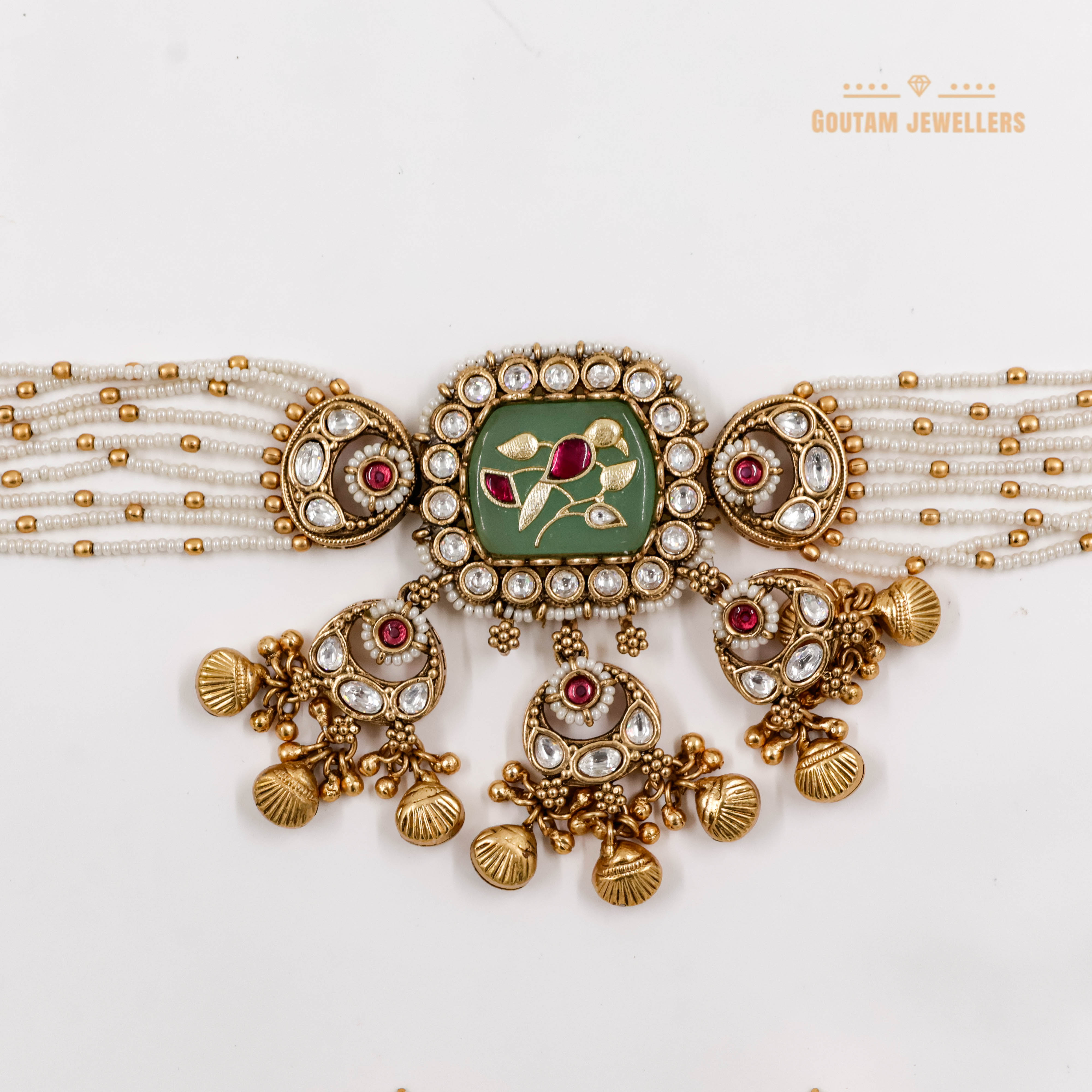 Goutam Jewellers By Ashok Rathod - Pachi Kundan Locket Choker Set