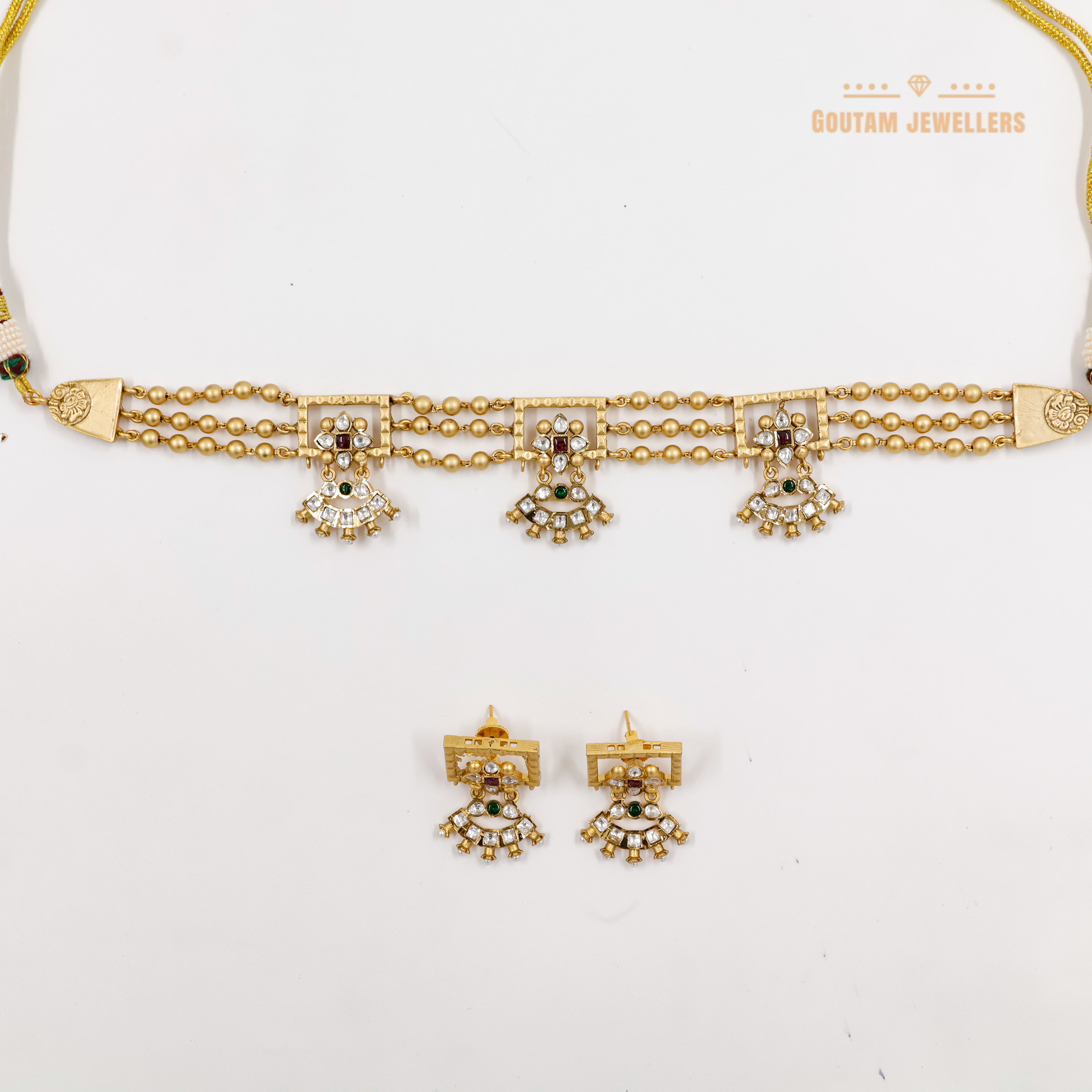 Goutam Jewellers By Ashok Rathod - Matte Golden ball Choker Set