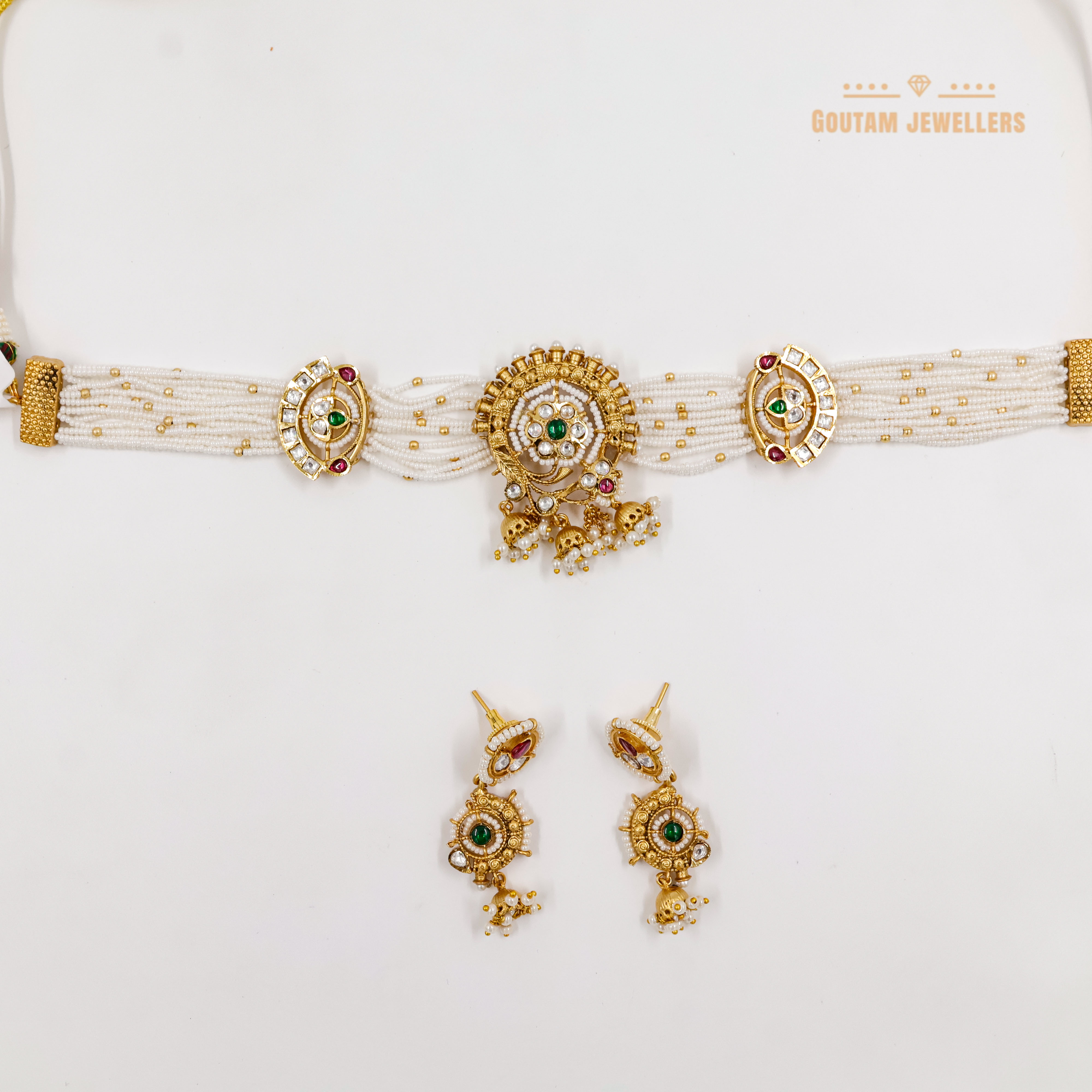 Goutam Jewellers By Ashok Rathod - Antique Moti Choker Set (Rajasthani Style)