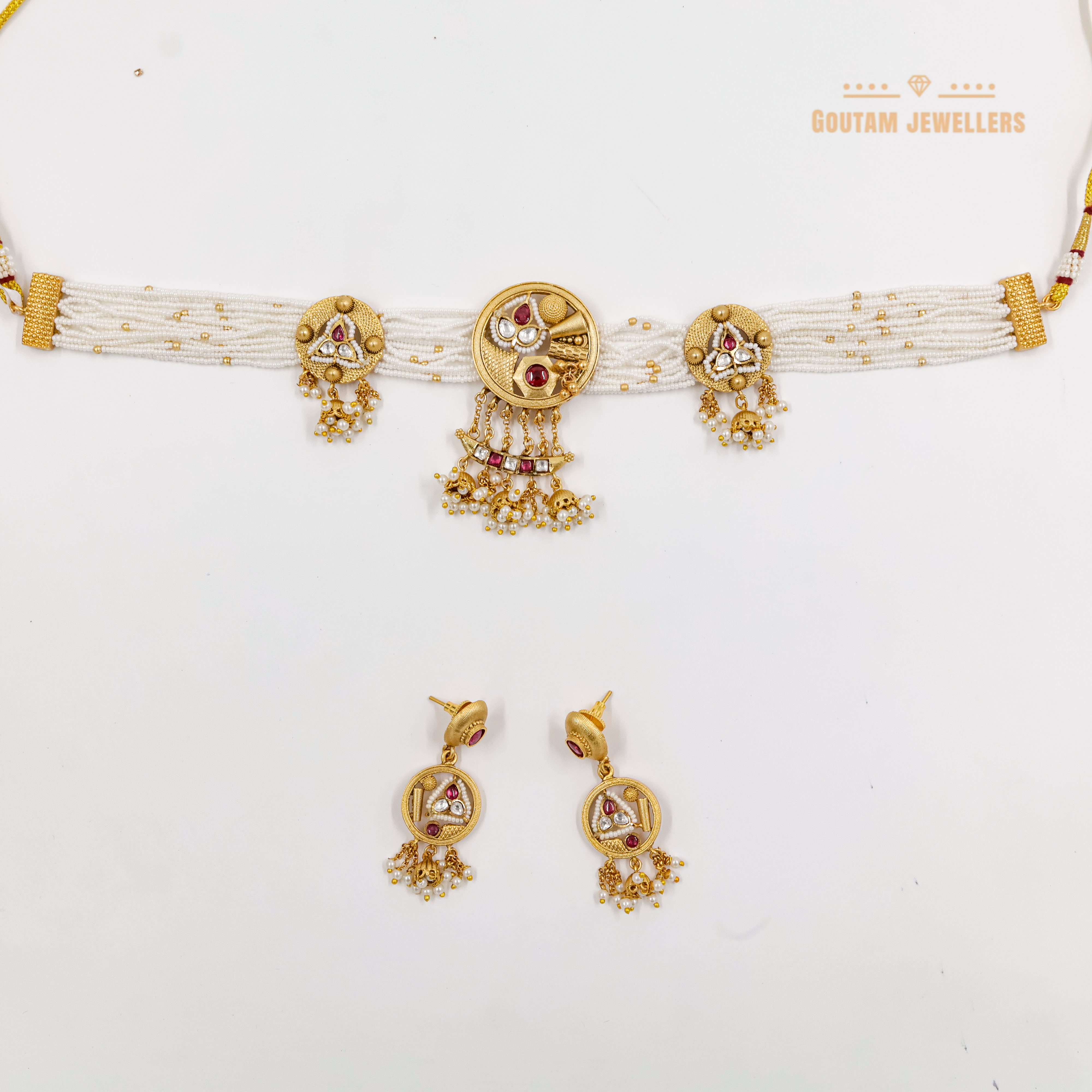 Goutam Jewellers By Ashok Rathod - Antique Moti Choker Set (Rajasthani Style)