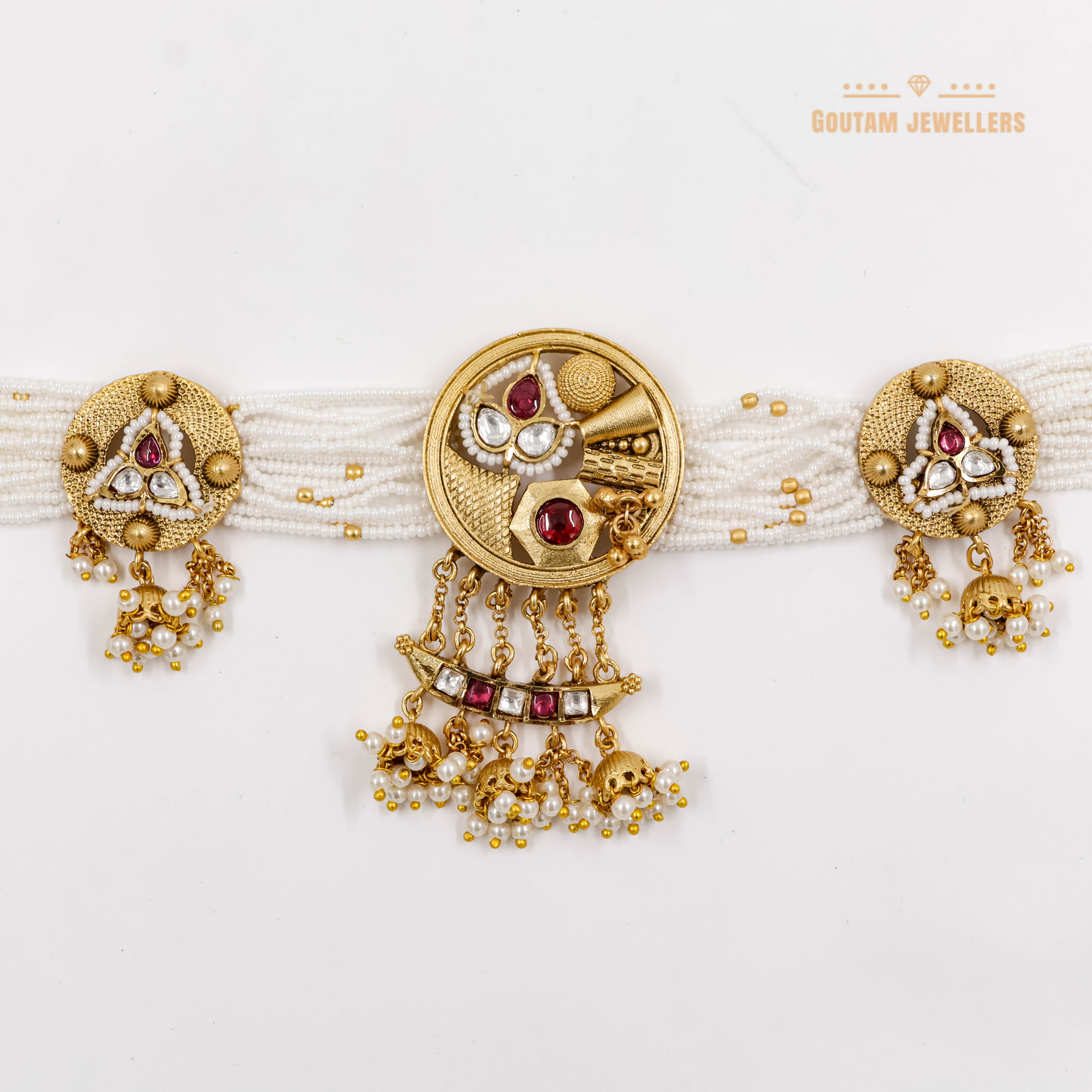 Goutam Jewellers By Ashok Rathod - Antique Moti Choker Set (Rajasthani Style)