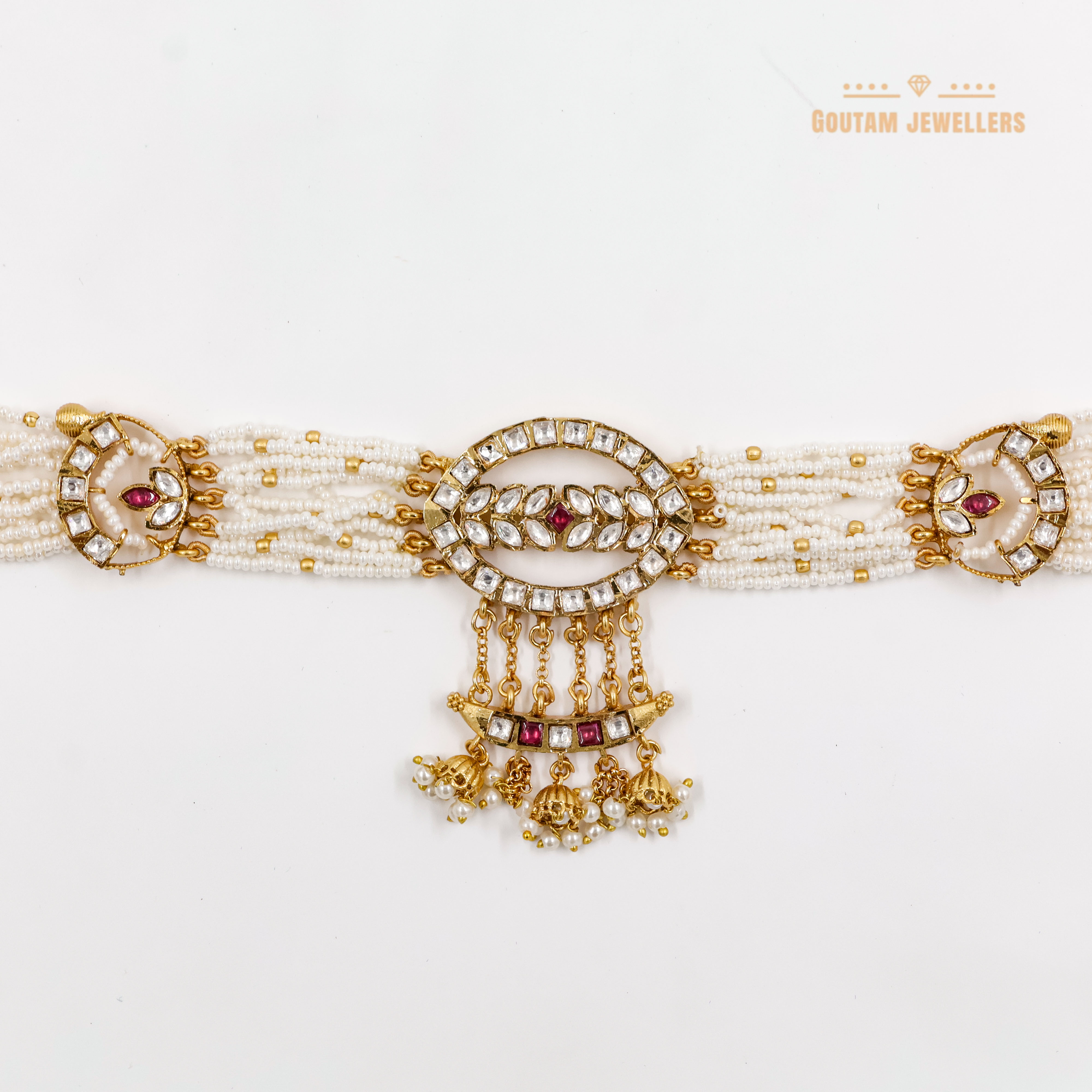 Goutam Jewellers By Ashok Rathod - Antique Moti Polki Kundan Choker Set (Rajasthani Style)