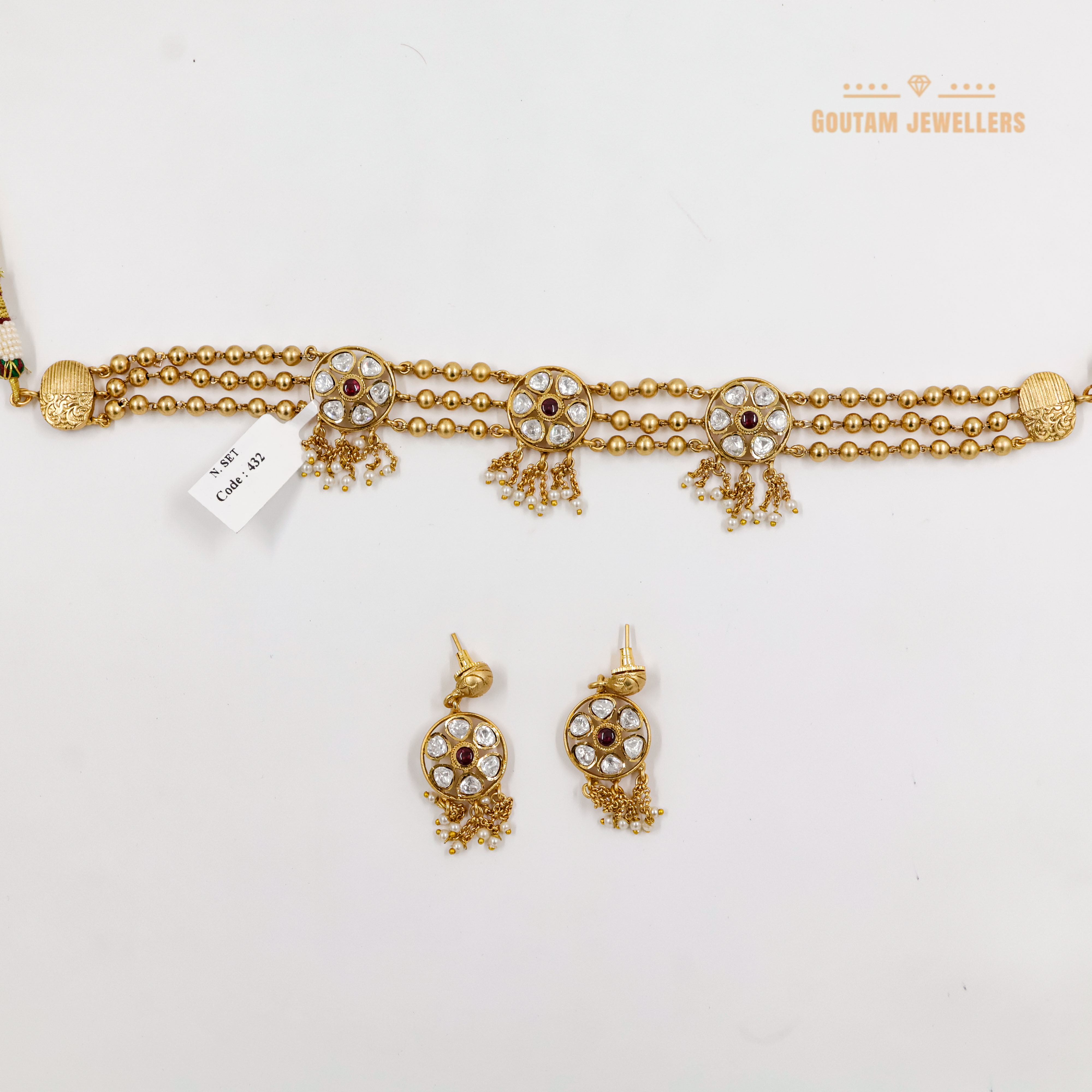 Goutam Jewellers By Ashok Rathod - Matte Golden ball Choker Set