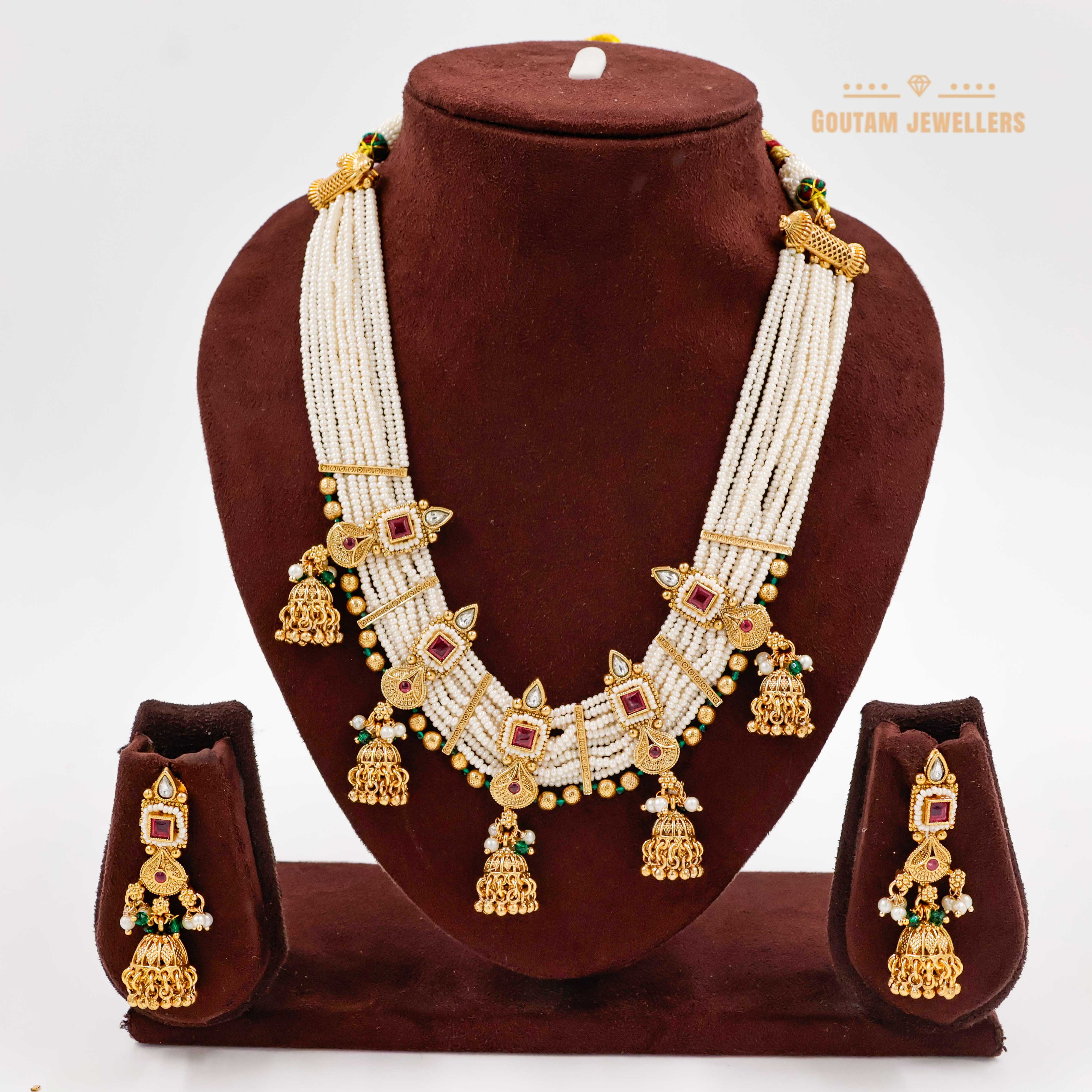 Goutam Jewellers By Ashok Rathod - Temple Moti Rajwadi Set
