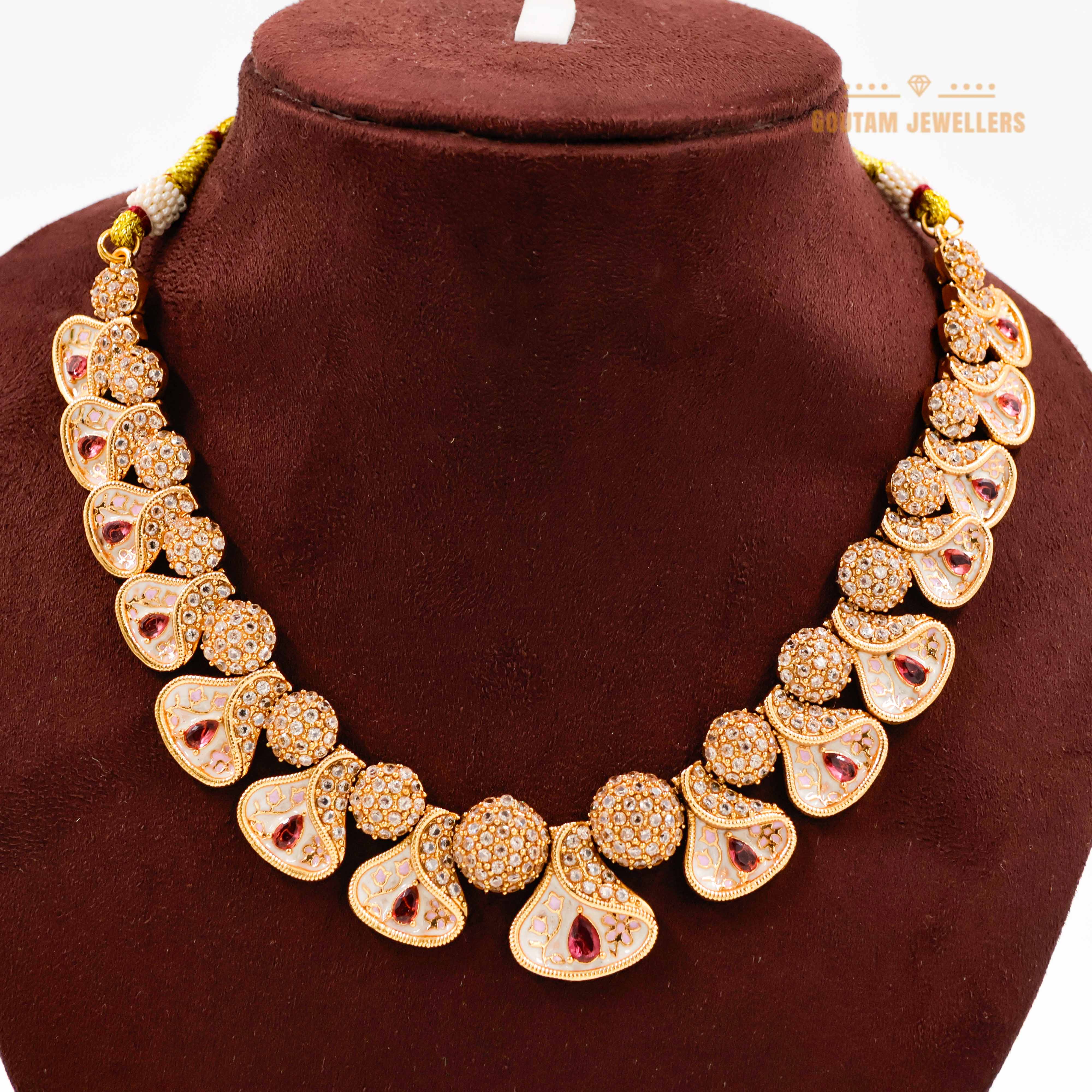 Goutam Jewellers By Ashok Rathod - Designer CZ Stone Set With Minakri Drops