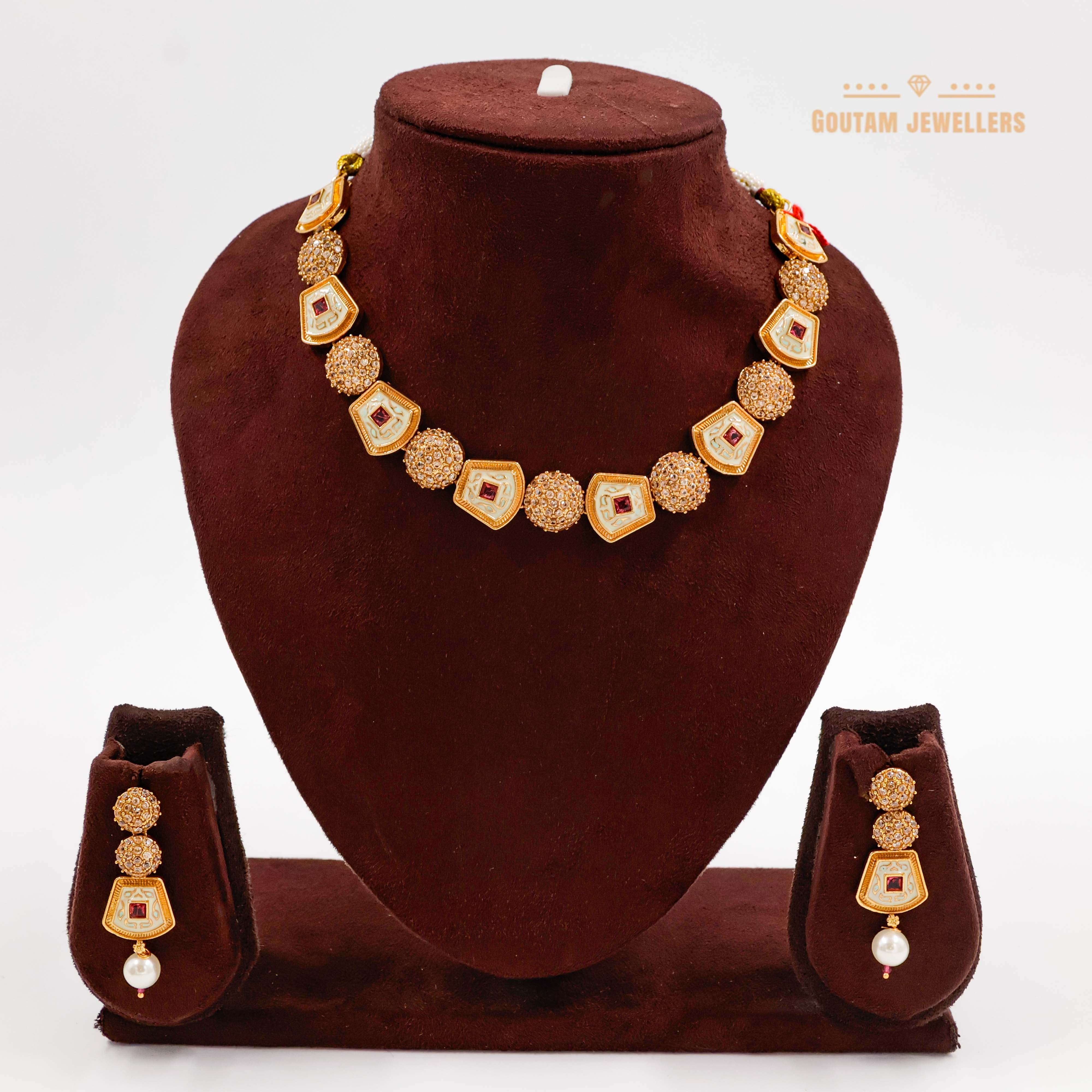 Goutam Jewellers By Ashok Rathod - Designer CZ Stone Set With Minakri
