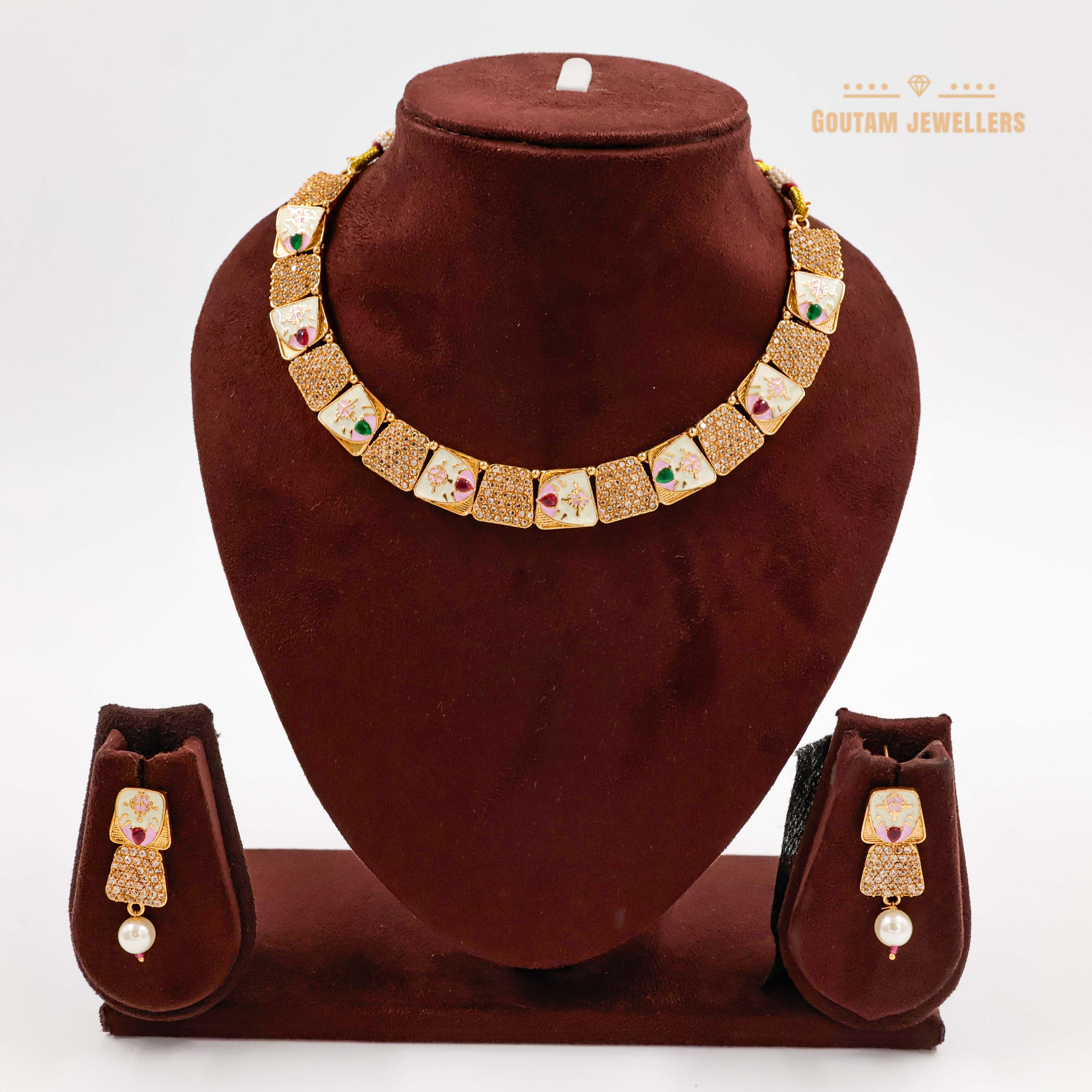 Goutam Jewellers By Ashok Rathod - Statement CZ Stone Set With Minakri