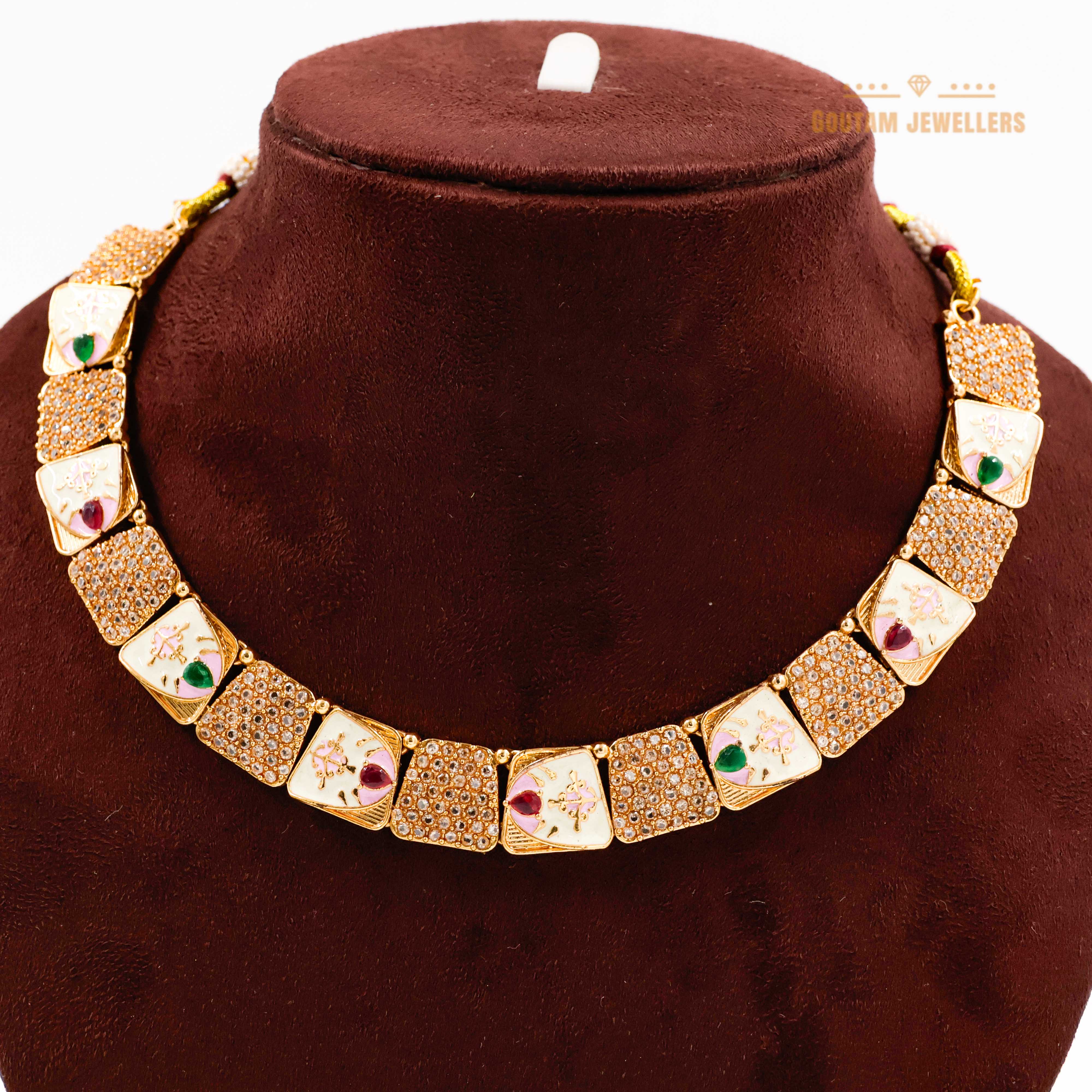 Goutam Jewellers By Ashok Rathod - Statement CZ Stone Set With Minakri