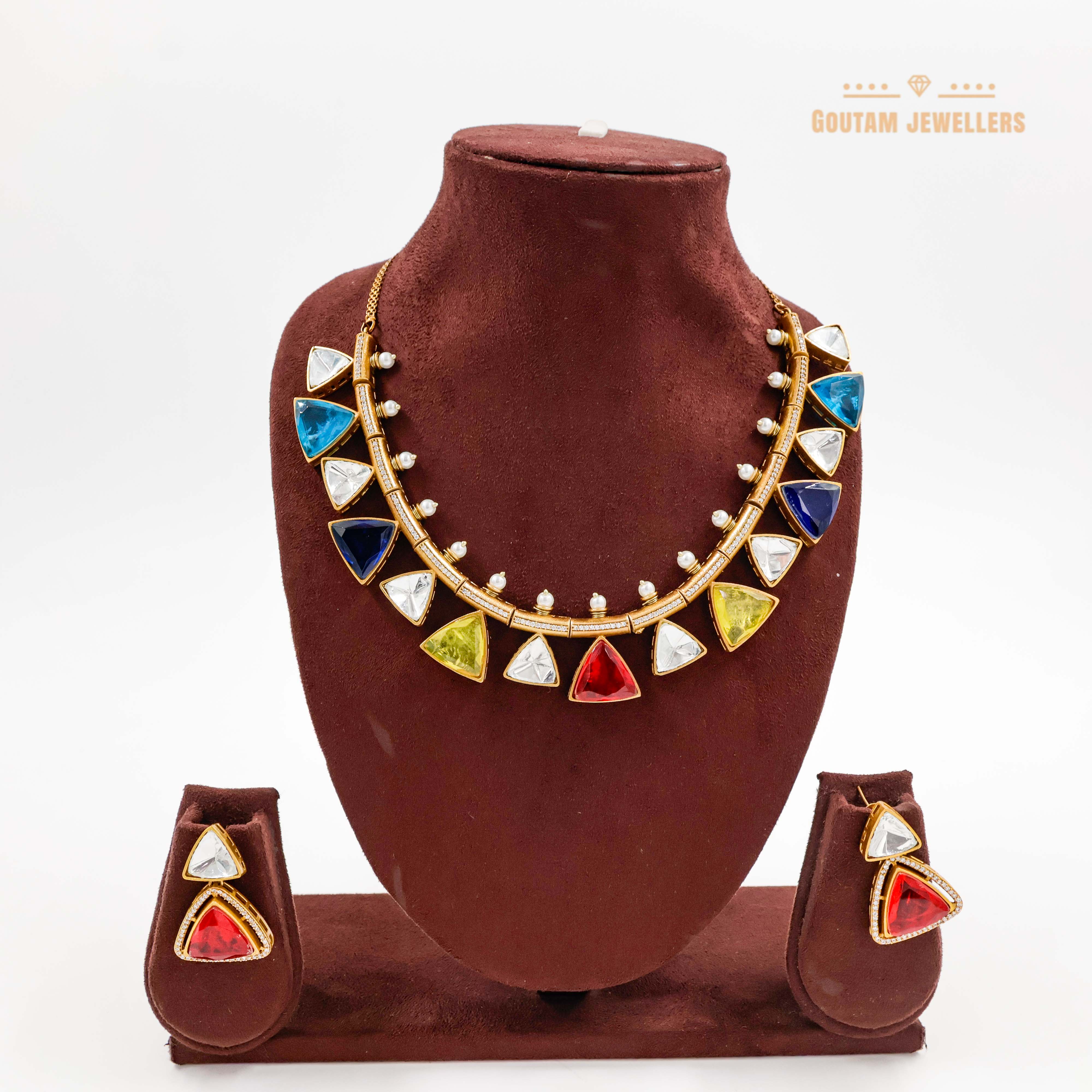 Goutam Jewellers By Ashok Rathod - Navratan Polki Kundan Set