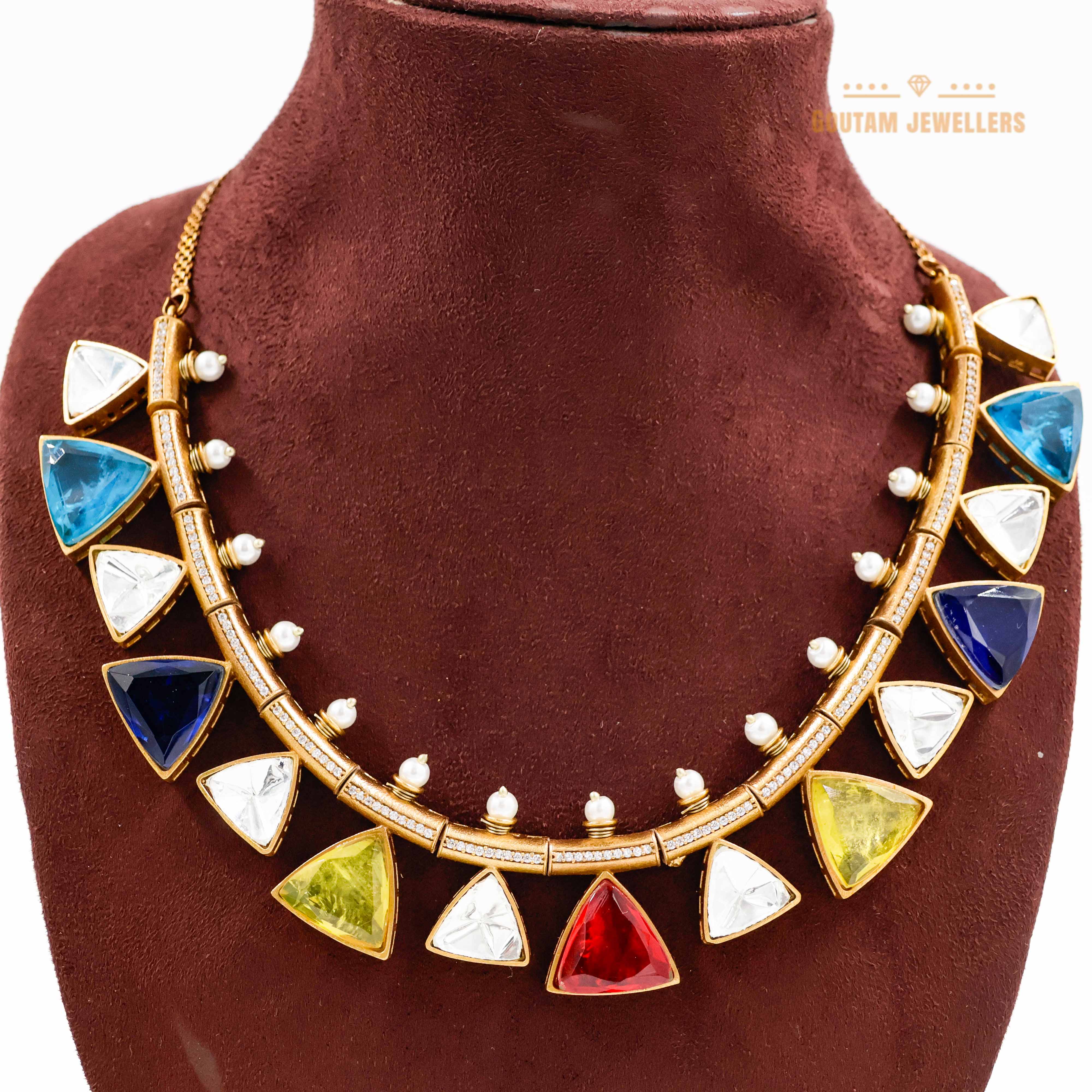 Goutam Jewellers By Ashok Rathod - Navratan Polki Kundan Set