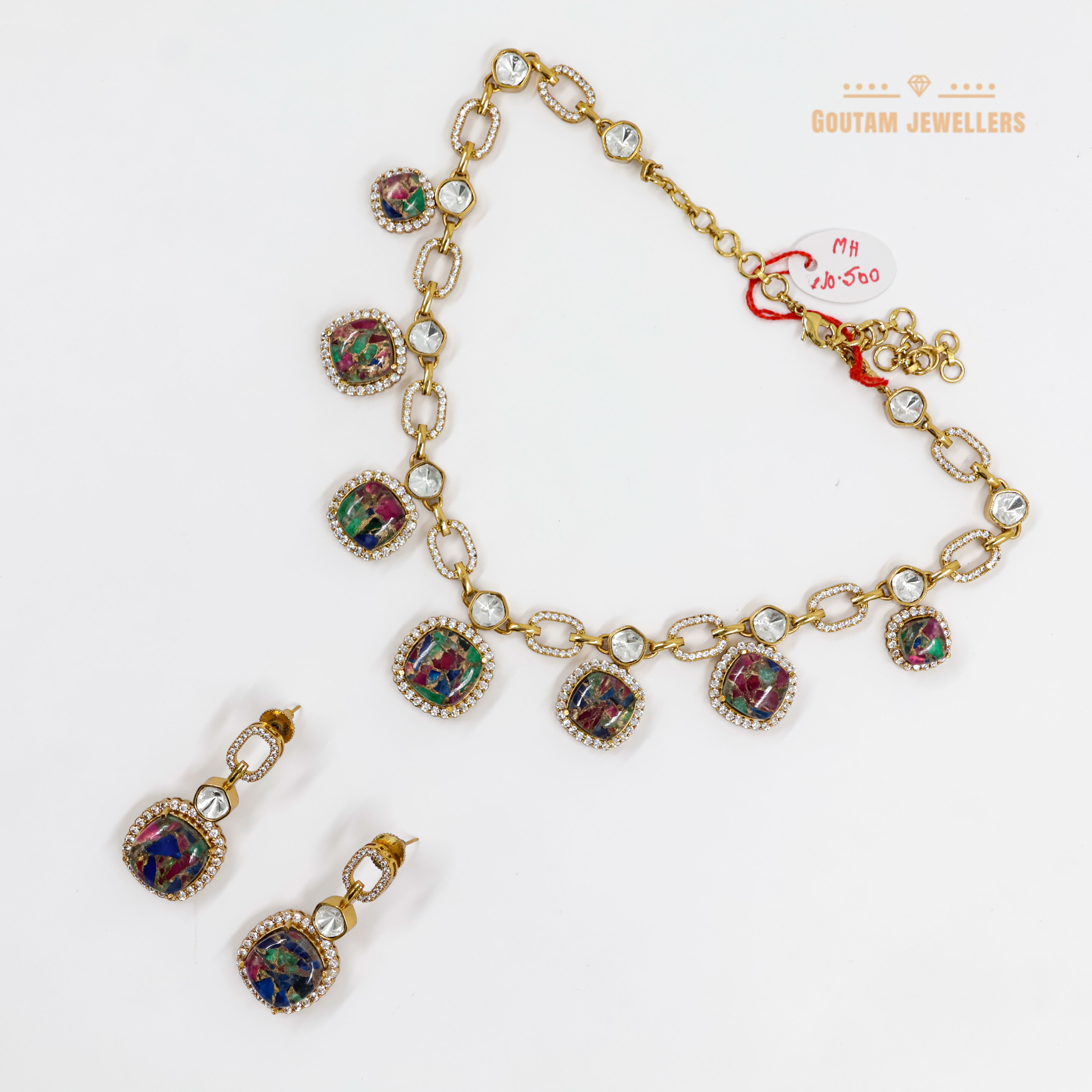 Goutam Jewellers By Ashok Rathod - Designer moissanite kundan Set with Fire Stones