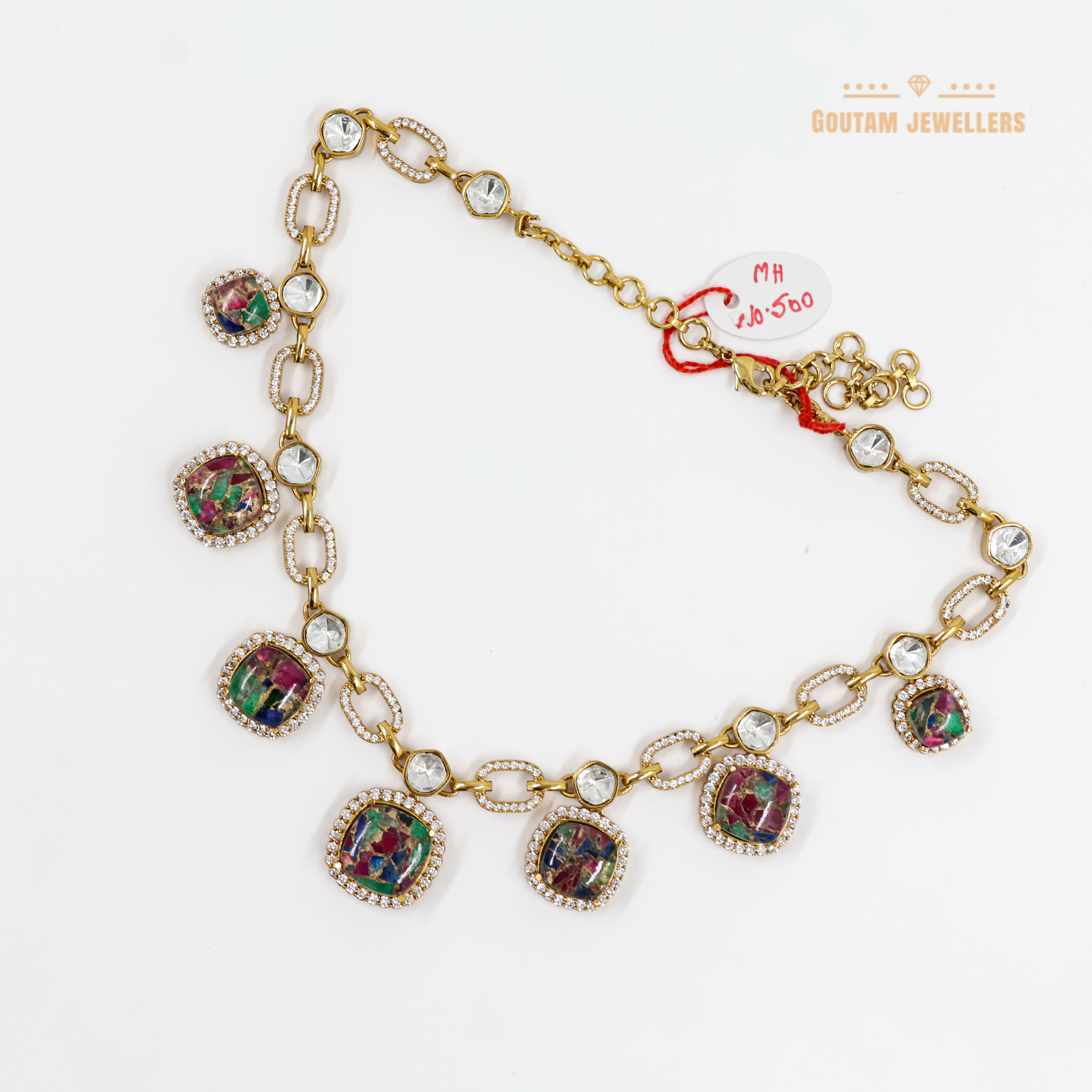 Goutam Jewellers By Ashok Rathod - Designer moissanite kundan Set with Fire Stones