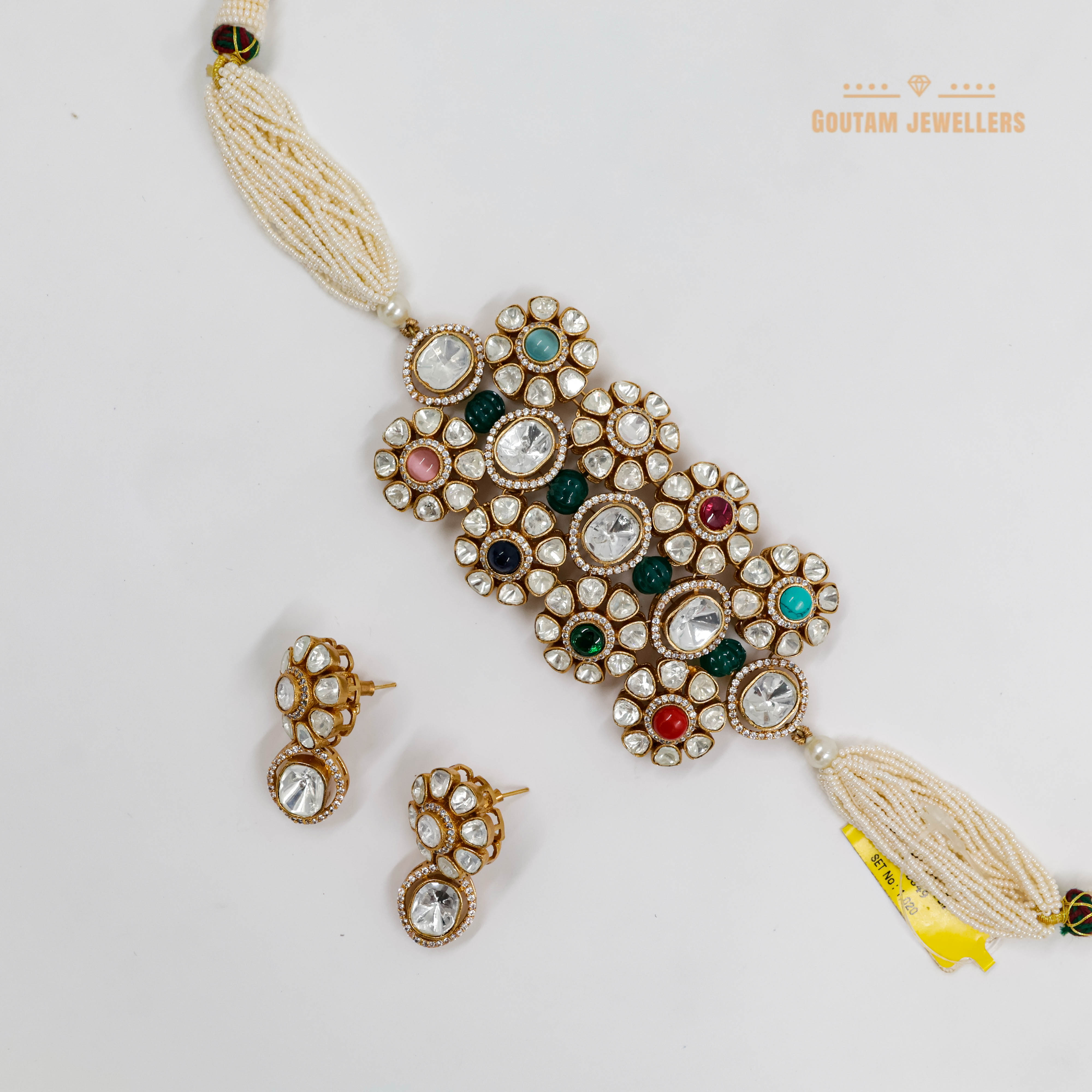 Goutam Jewellers By Ashok Rathod - Navratan moissanite Choker Set