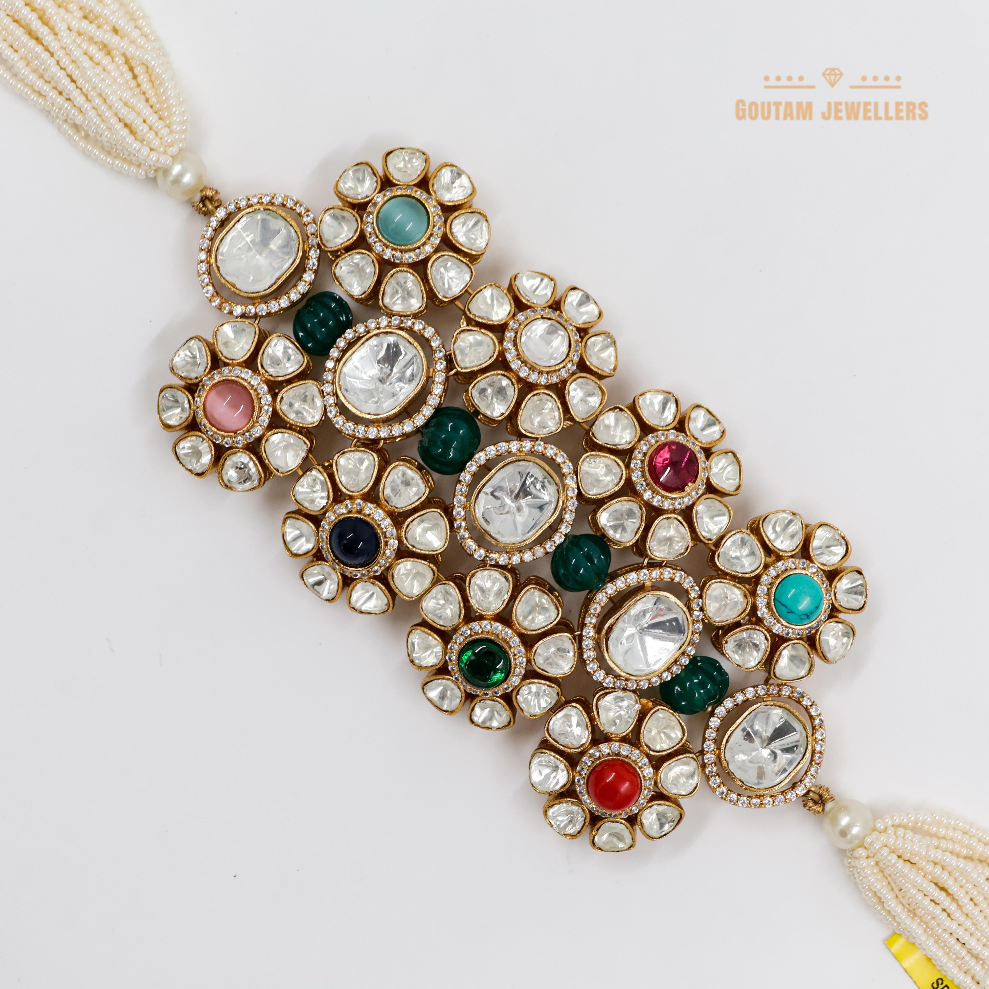 Goutam Jewellers By Ashok Rathod - Navratan moissanite Choker Set