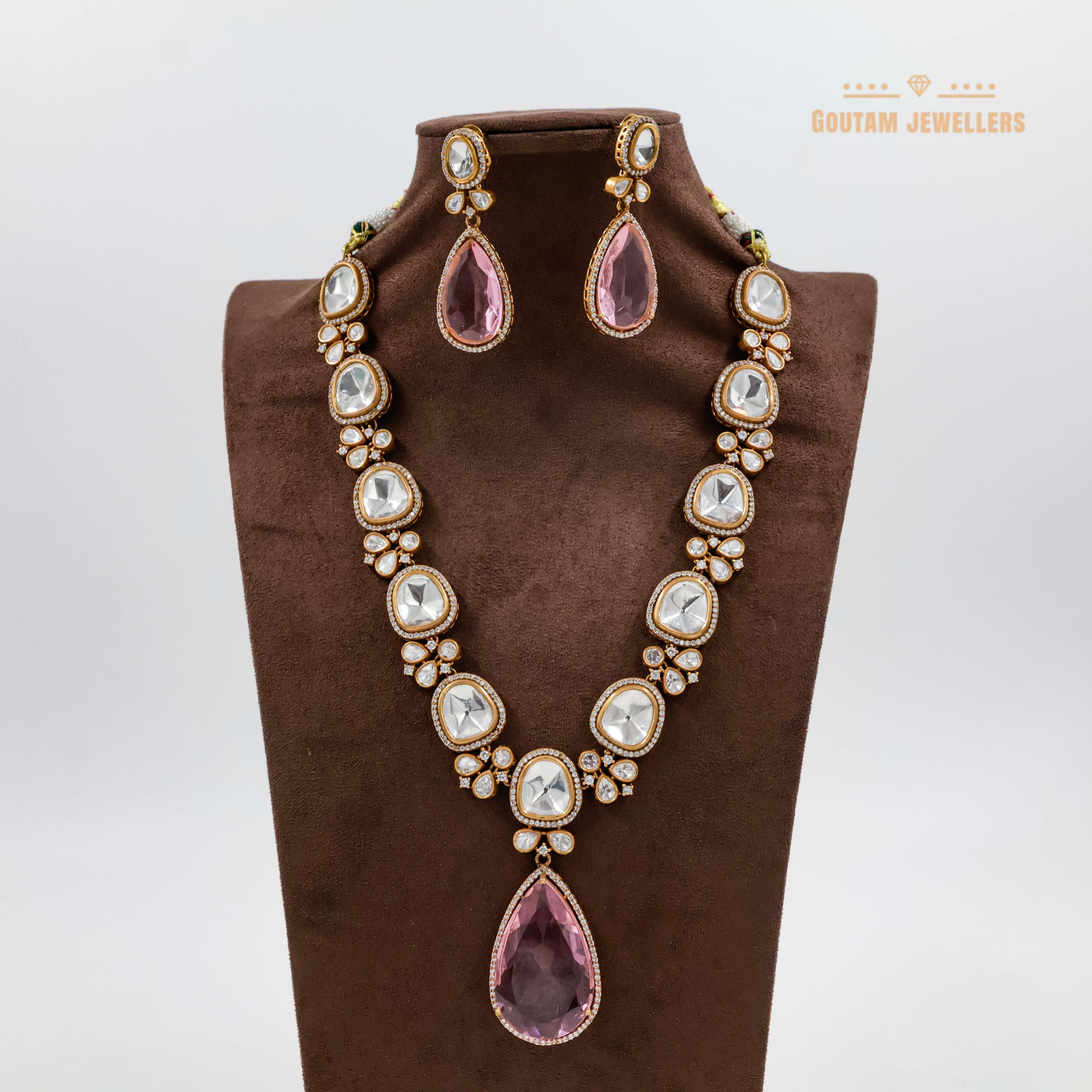 Goutam Jewellers By Ashok Rathod - Long moissanite Kundan Set