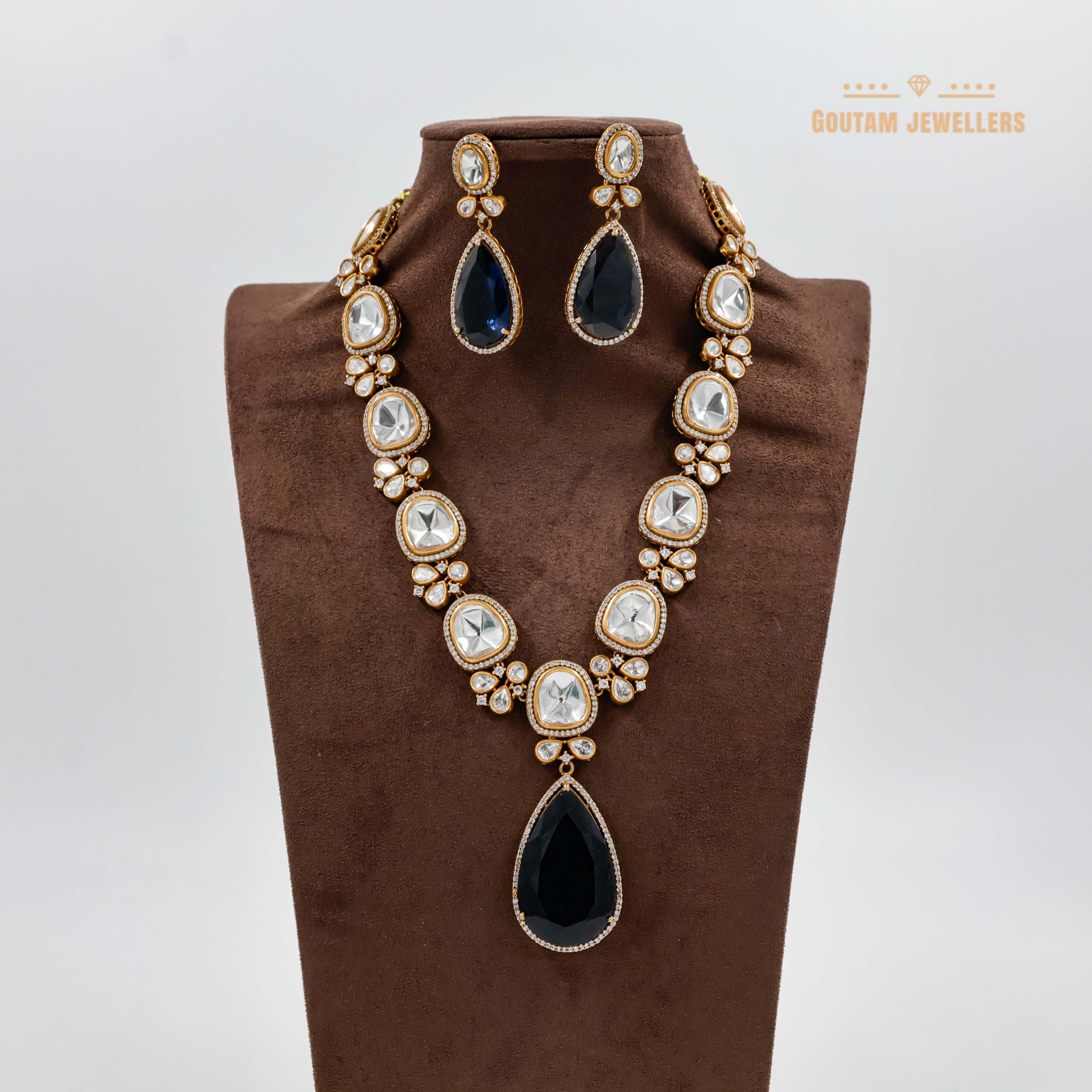Goutam Jewellers By Ashok Rathod - Long moissanite Kundan Set