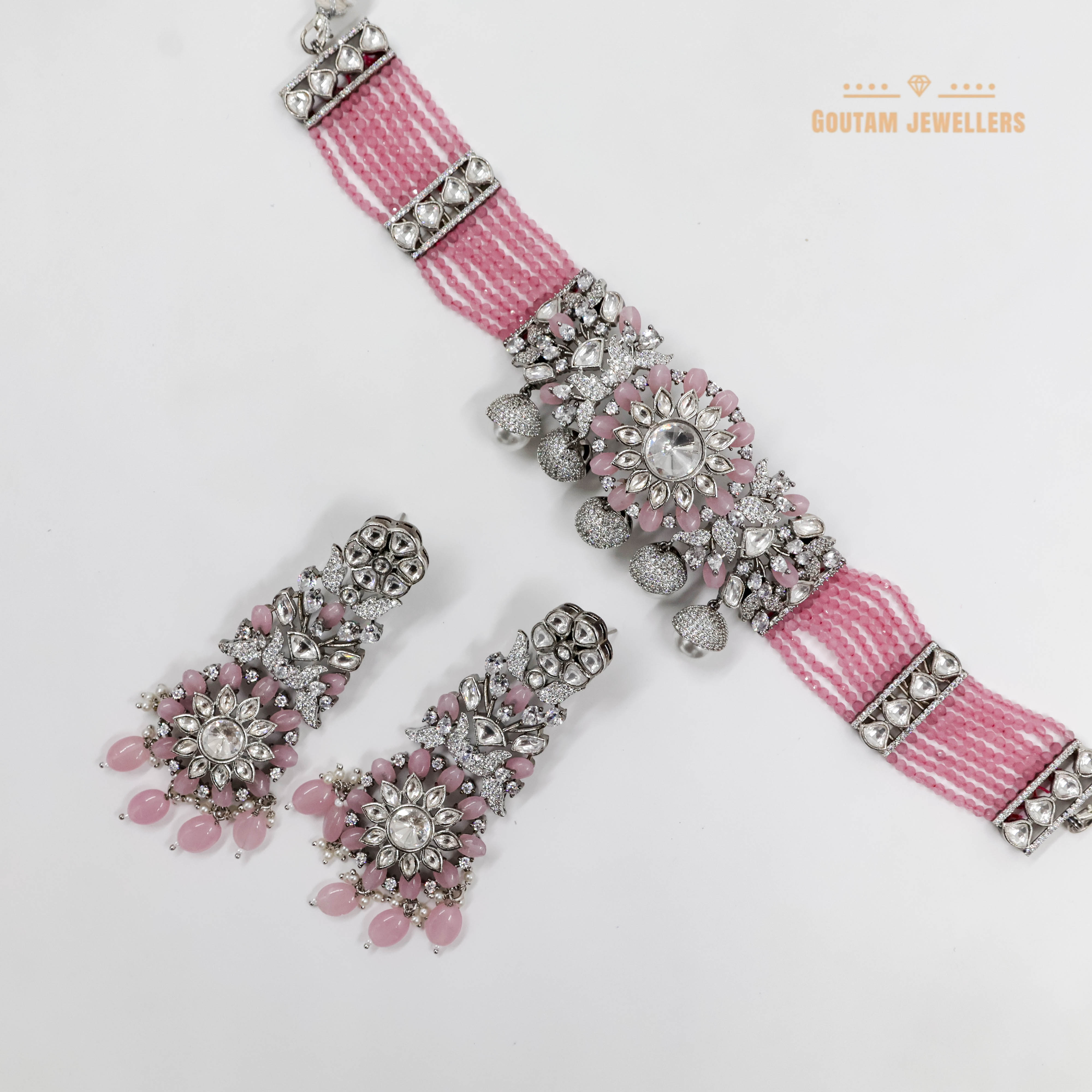Goutam Jewellers By Ashok Rathod - Pihu Fusion CZ Designer Necklace Set