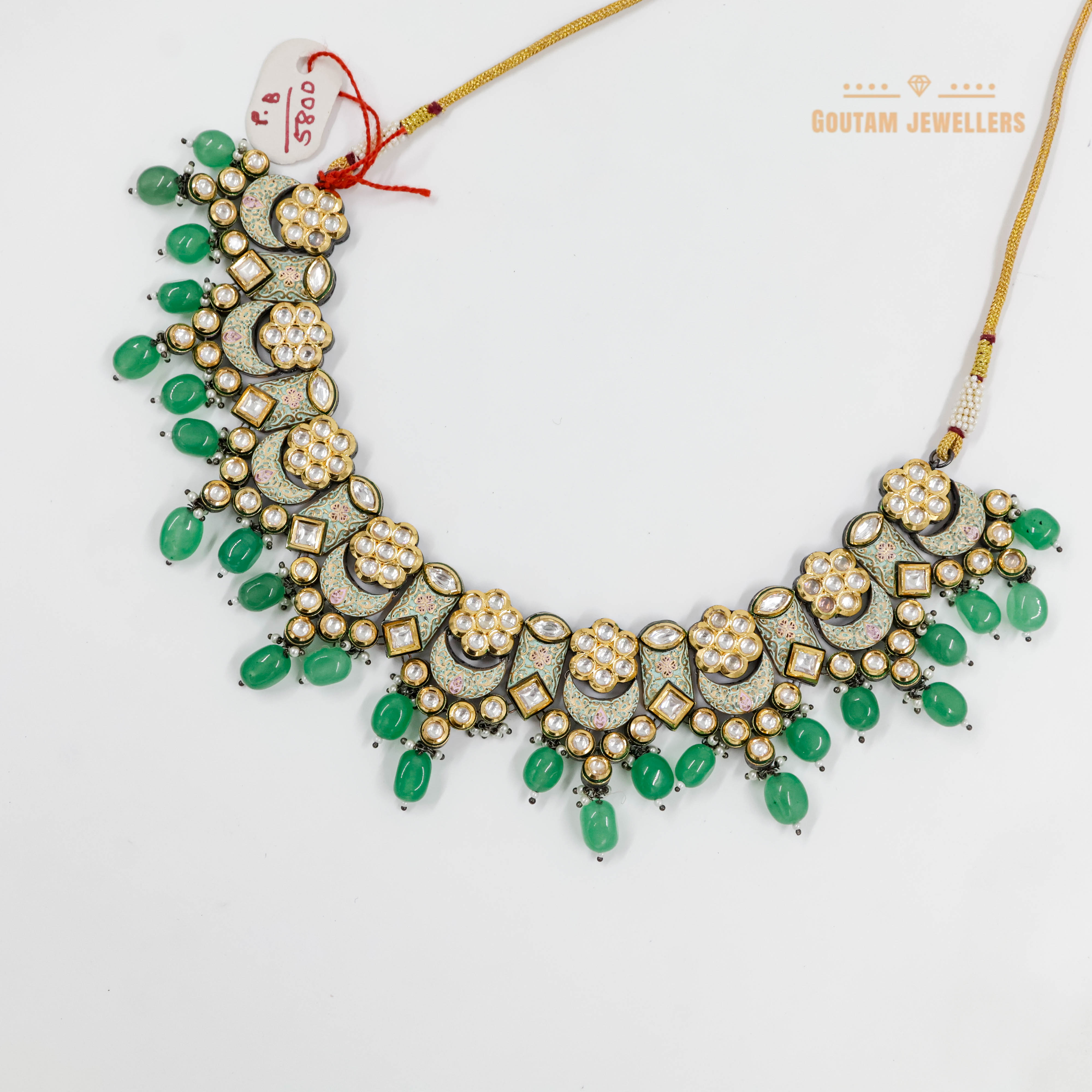 Goutam Jewellers By Ashok Rathod - Designer Grenn Minakri moissanite Kundan Set
