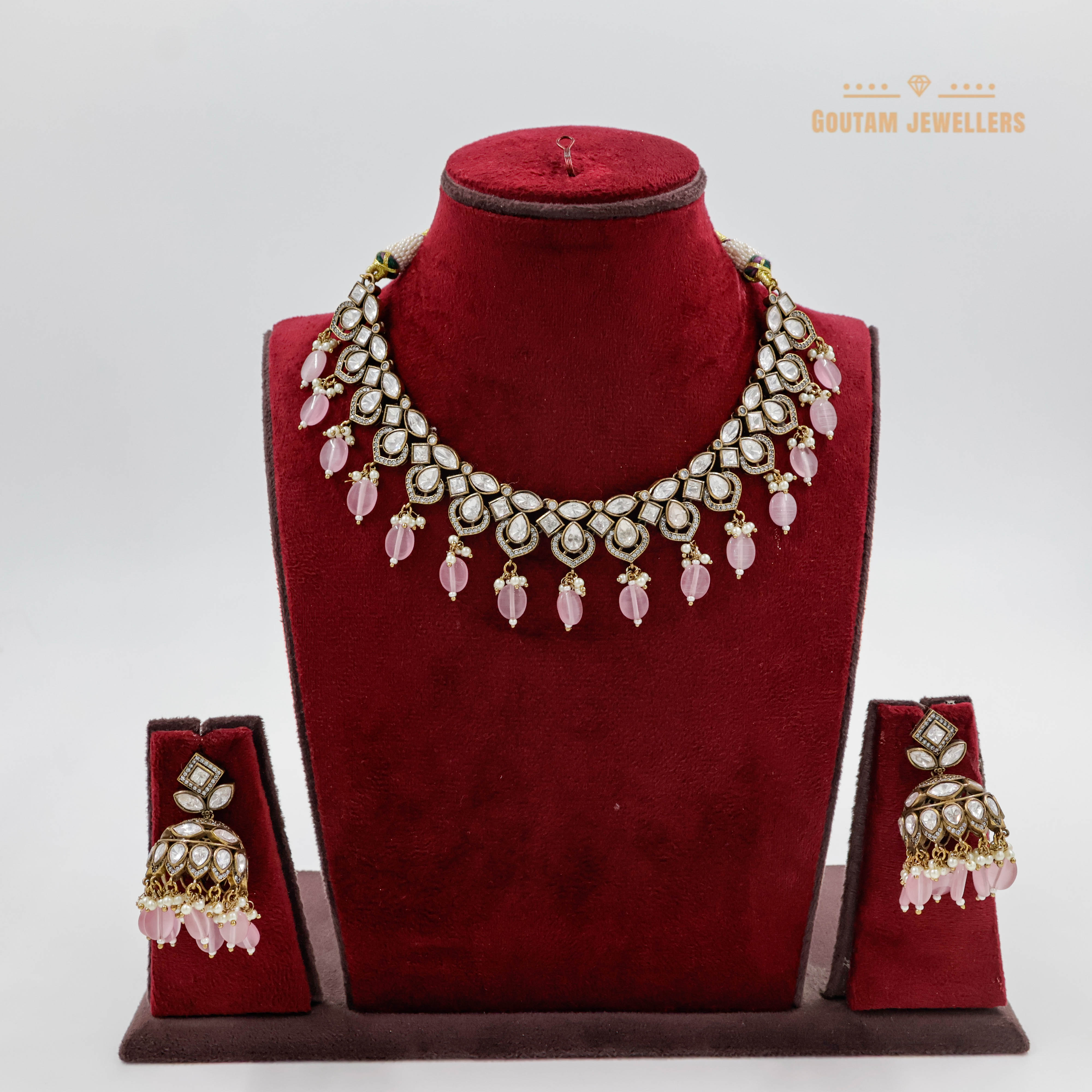 Goutam Jewellers By Ashok Rathod - Designer Oxidise polish Moissanite Kundan Set