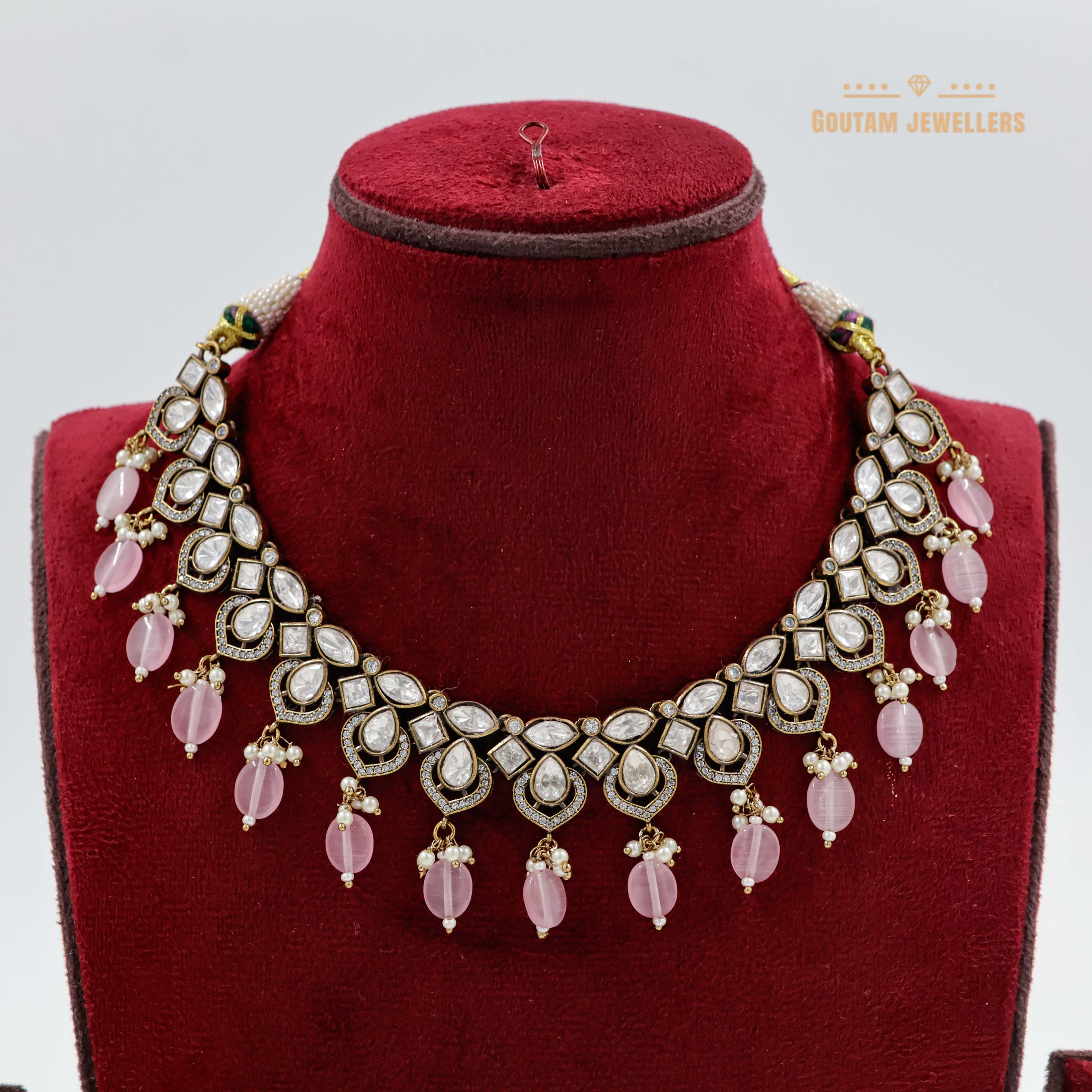 Goutam Jewellers By Ashok Rathod - Designer Oxidise polish Moissanite Kundan Set