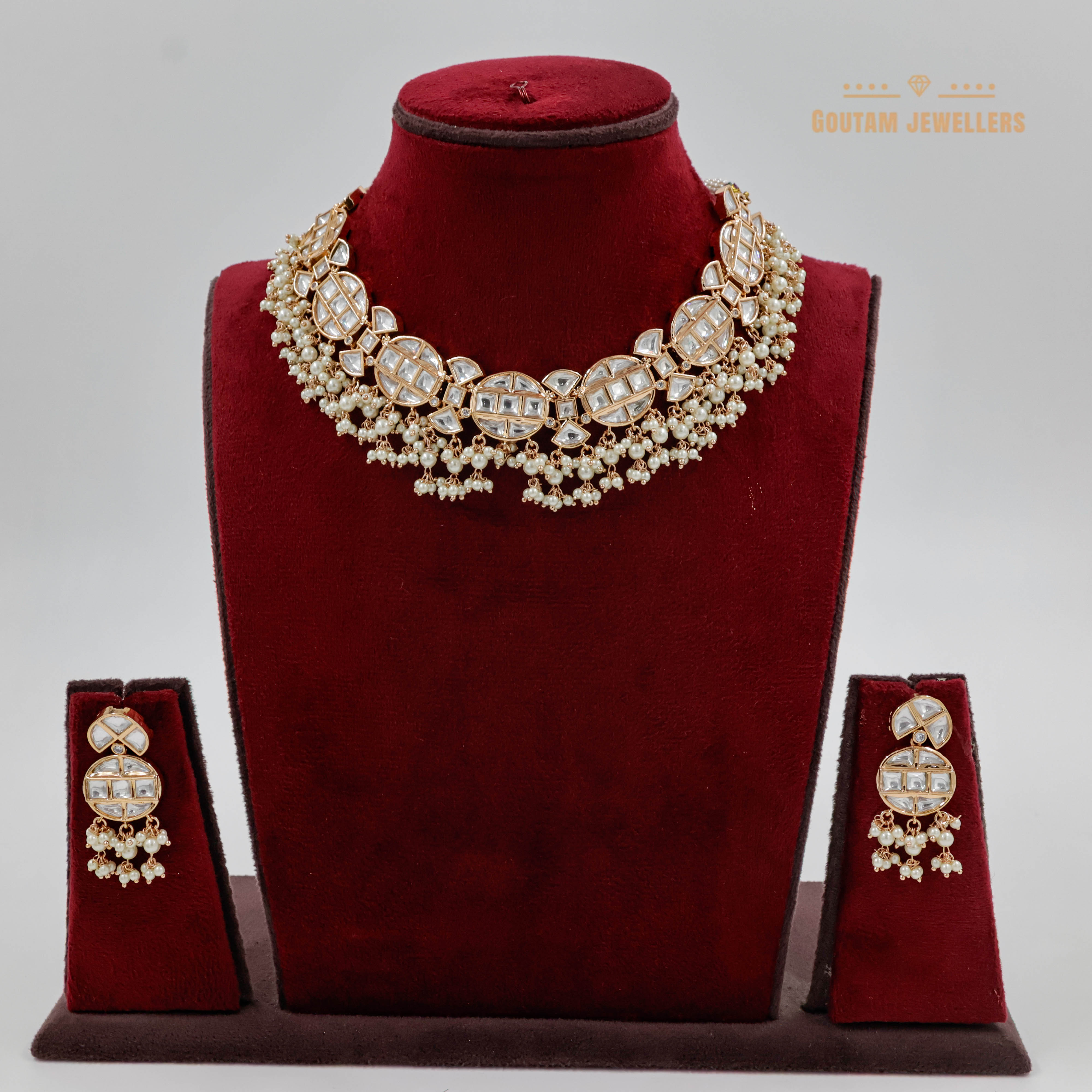 Goutam Jewellers By Ashok Rathod - Designer Pure White Moissanite Kundan Set