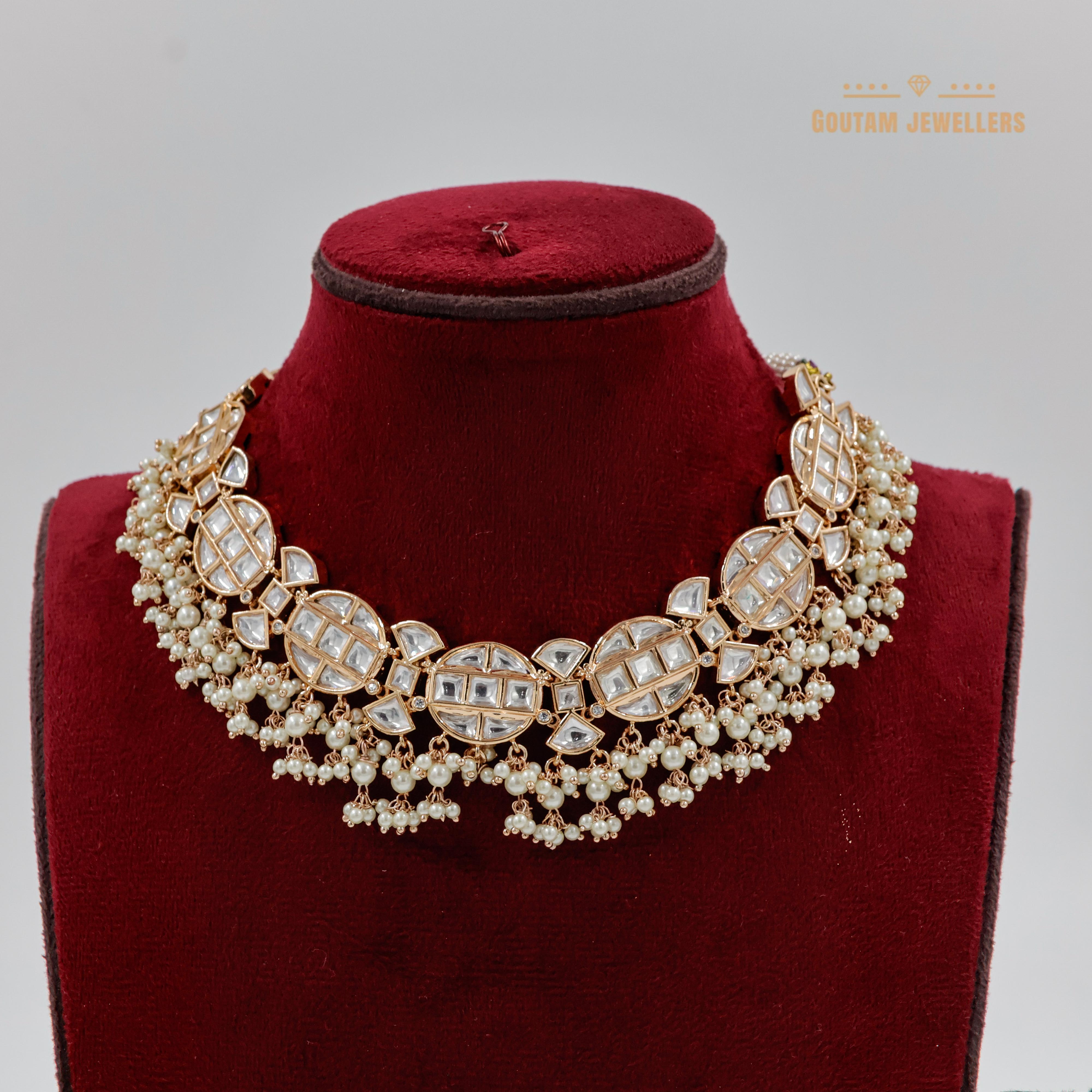 Goutam Jewellers By Ashok Rathod - Designer Pure White Moissanite Kundan Set