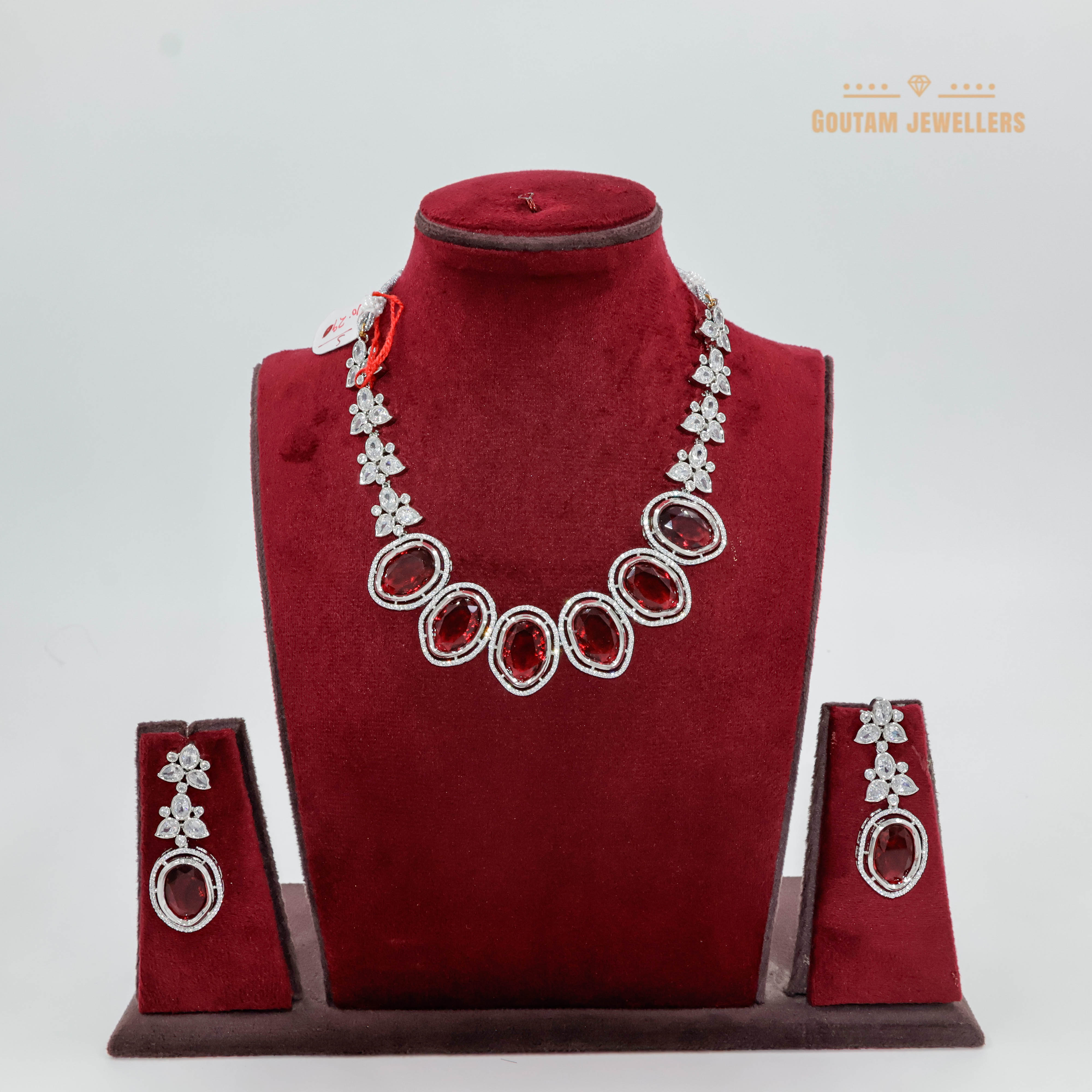 Goutam Jewellers By Ashok Rathod - Fancy Ruby Stones American Diamond Set