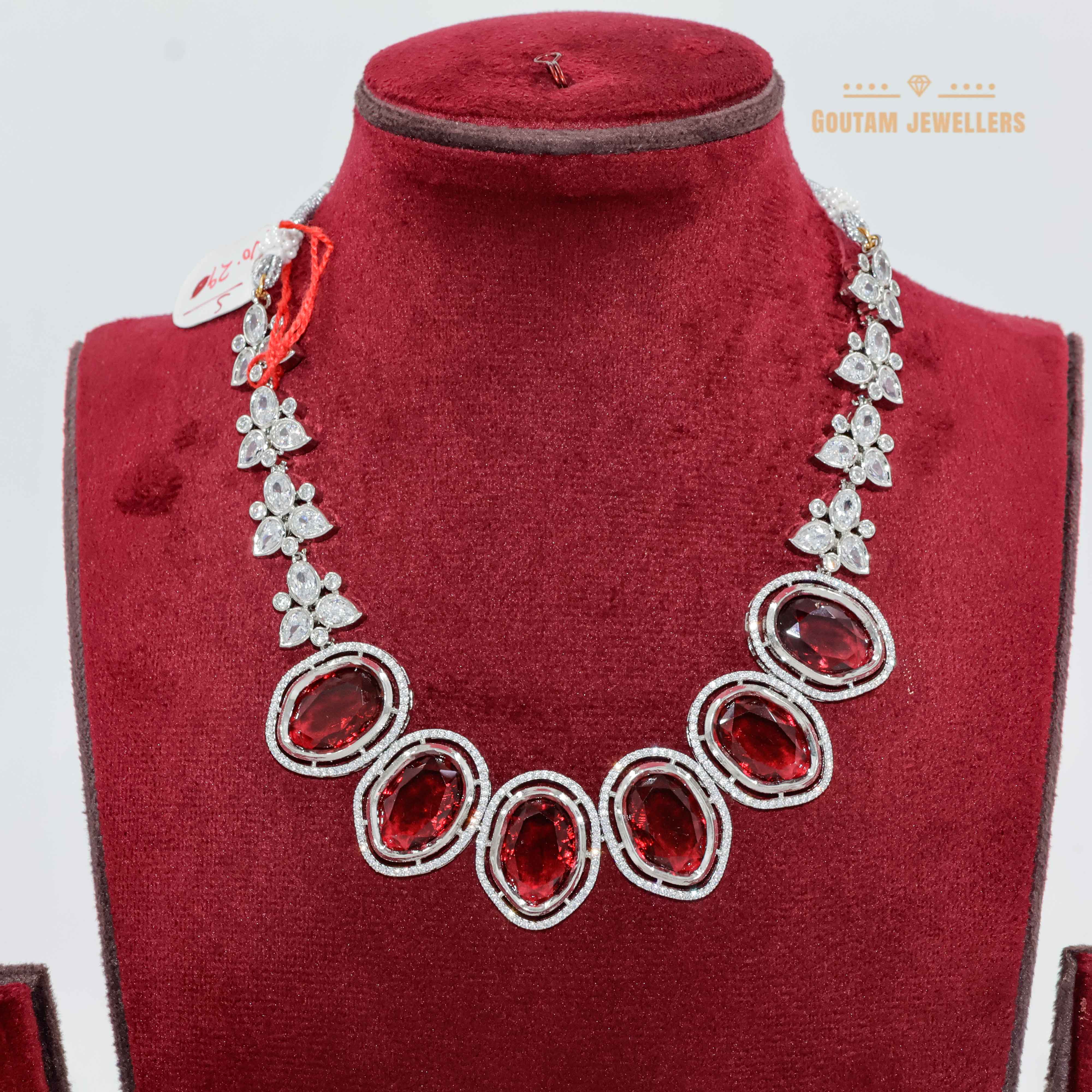 Goutam Jewellers By Ashok Rathod - Fancy Ruby Stones American Diamond Set