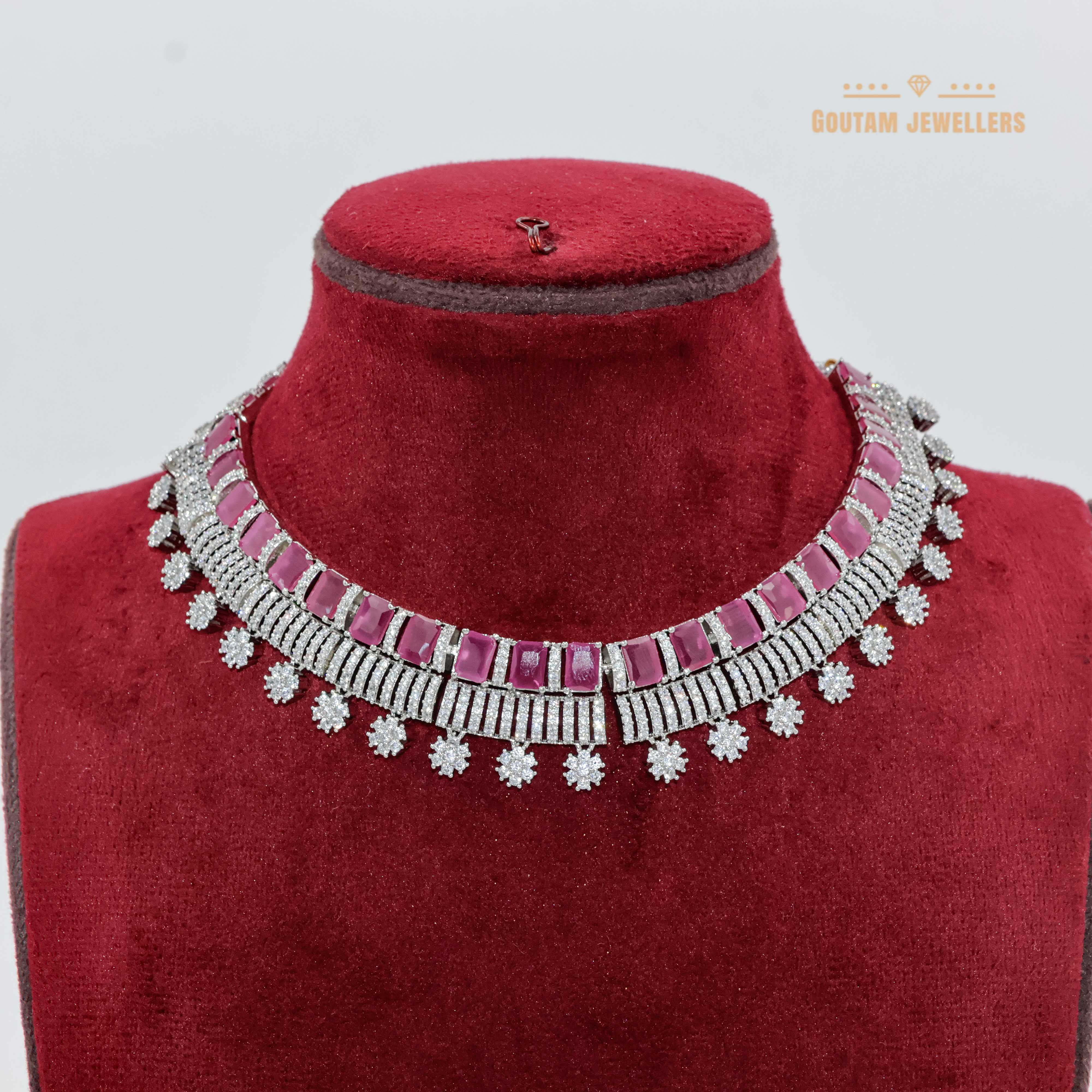 Goutam Jewellers By Ashok Rathod - Ruby Stones American Diamond Set