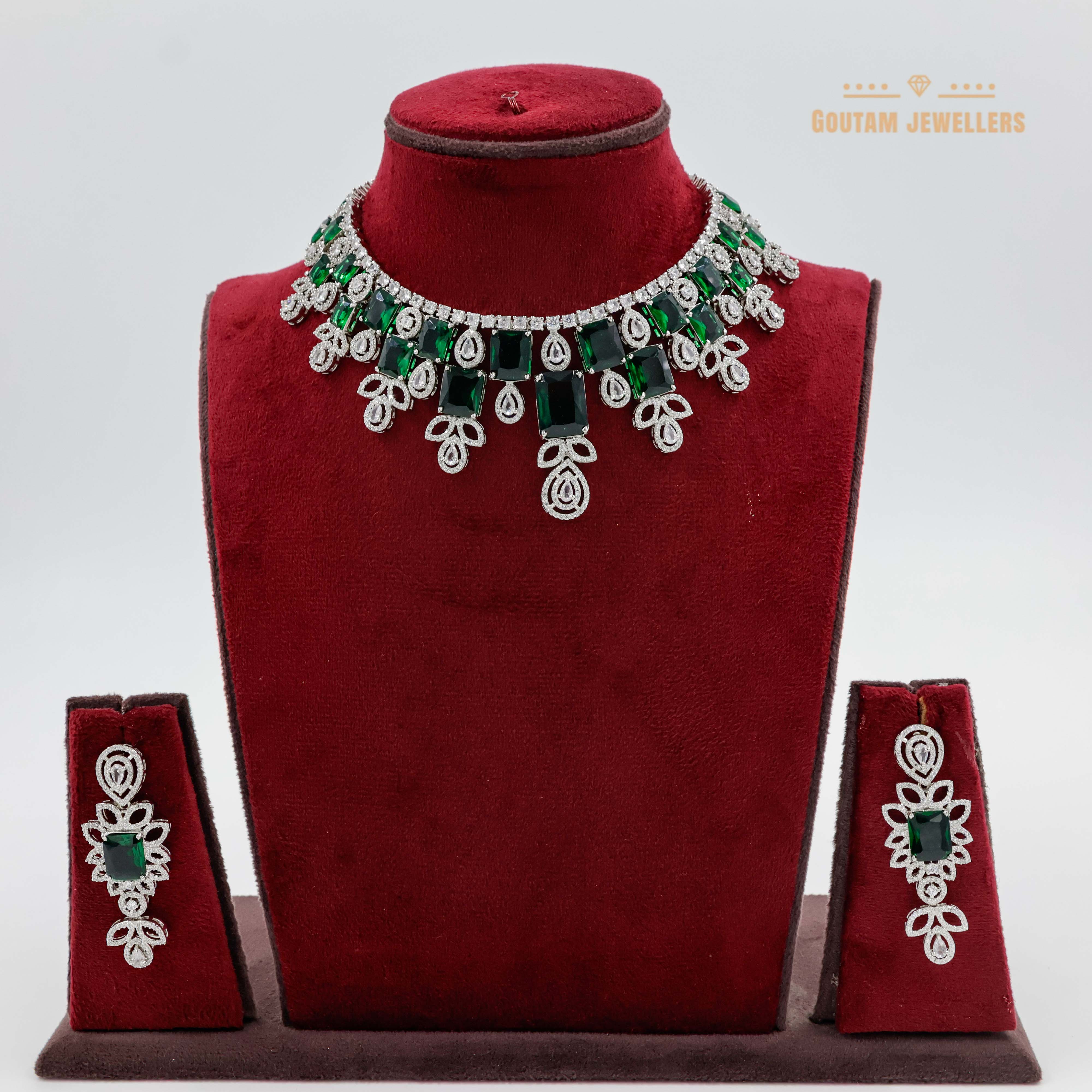 Goutam Jewellers By Ashok Rathod - Big Stones Fancy Cz Necklace Set