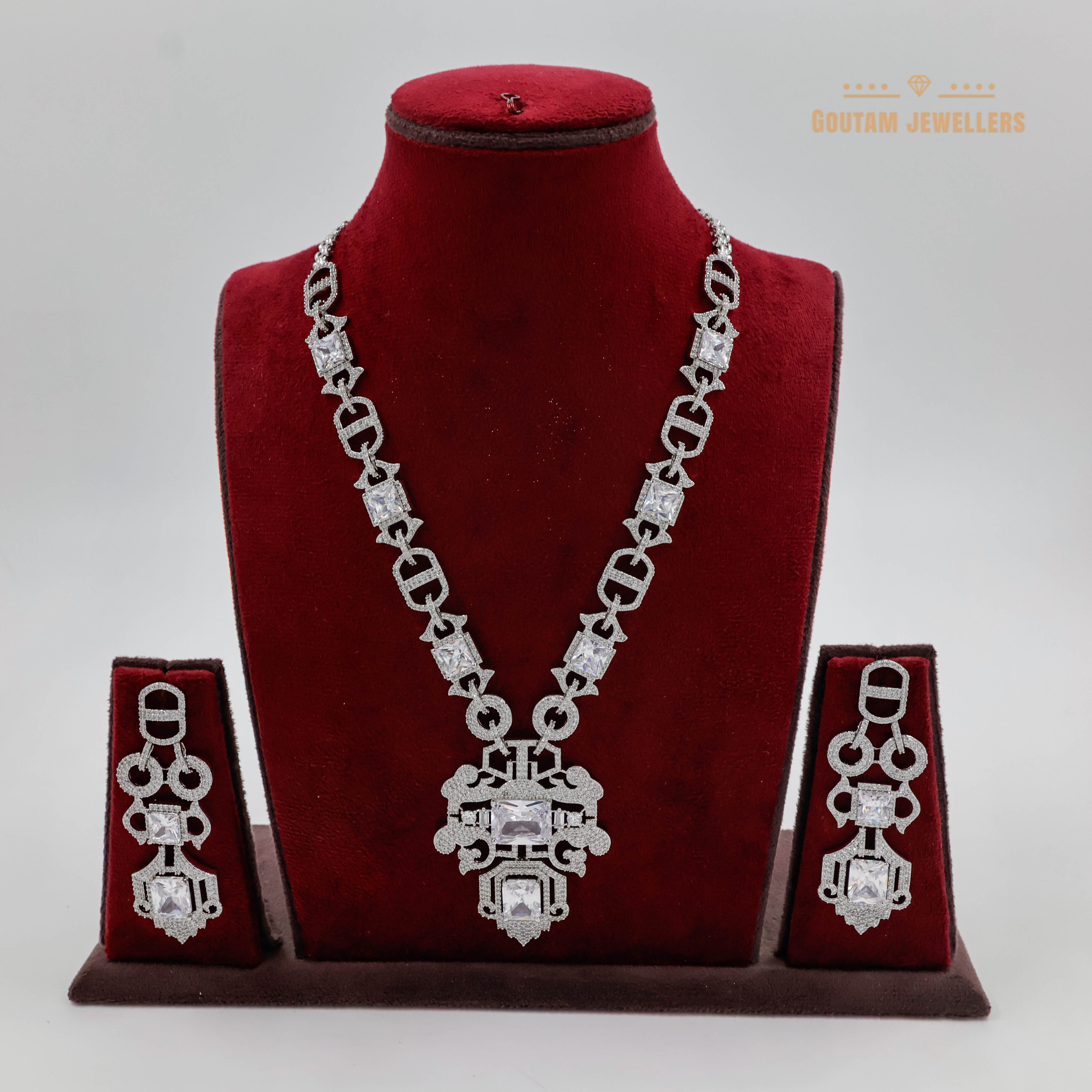 Goutam Jewellers By Ashok Rathod - Long Cz Necklace Set
