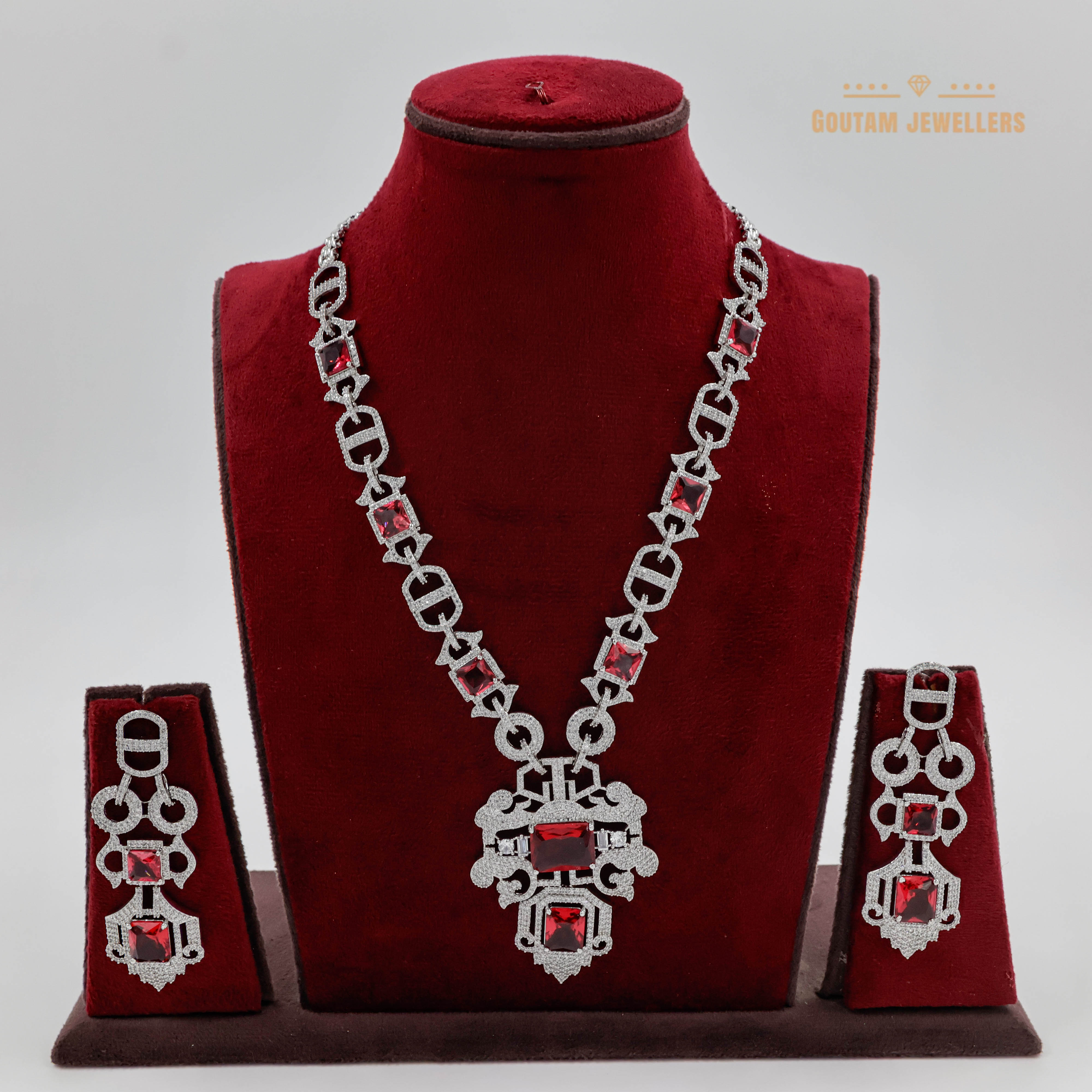 Goutam Jewellers By Ashok Rathod - Long Cz Necklace Set
