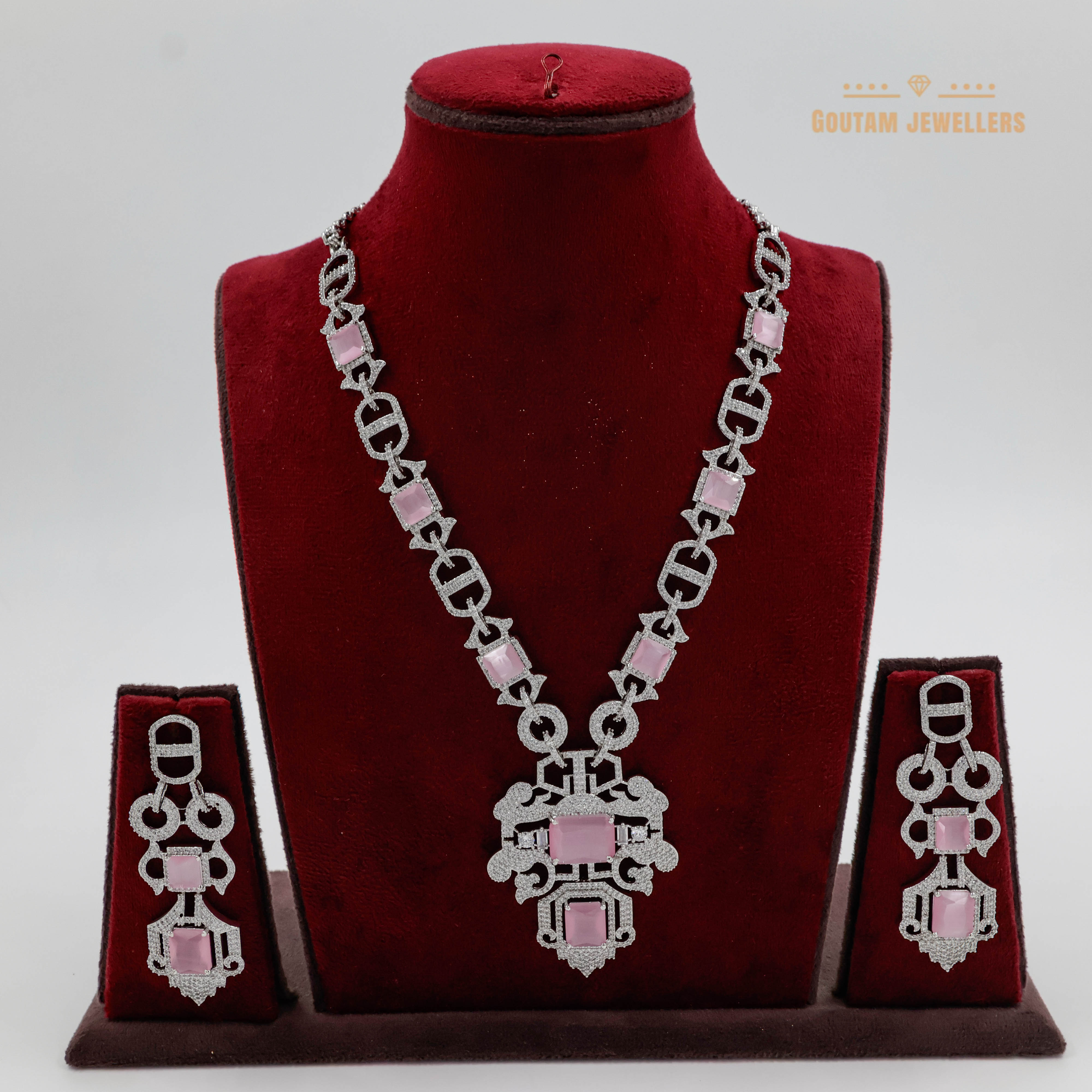 Goutam Jewellers By Ashok Rathod - long Cz Necklace Set
