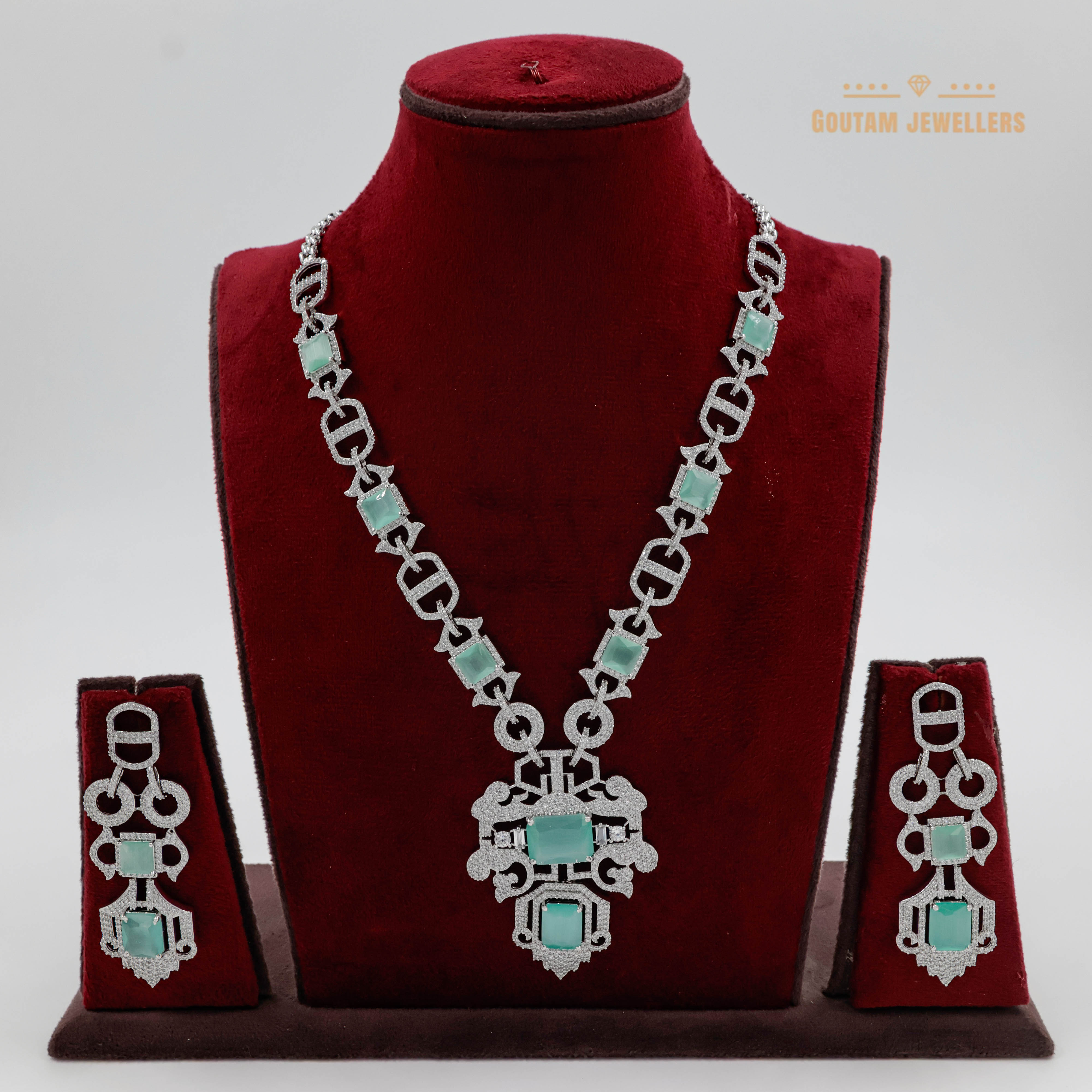 Goutam Jewellers By Ashok Rathod - long Cz Necklace Set