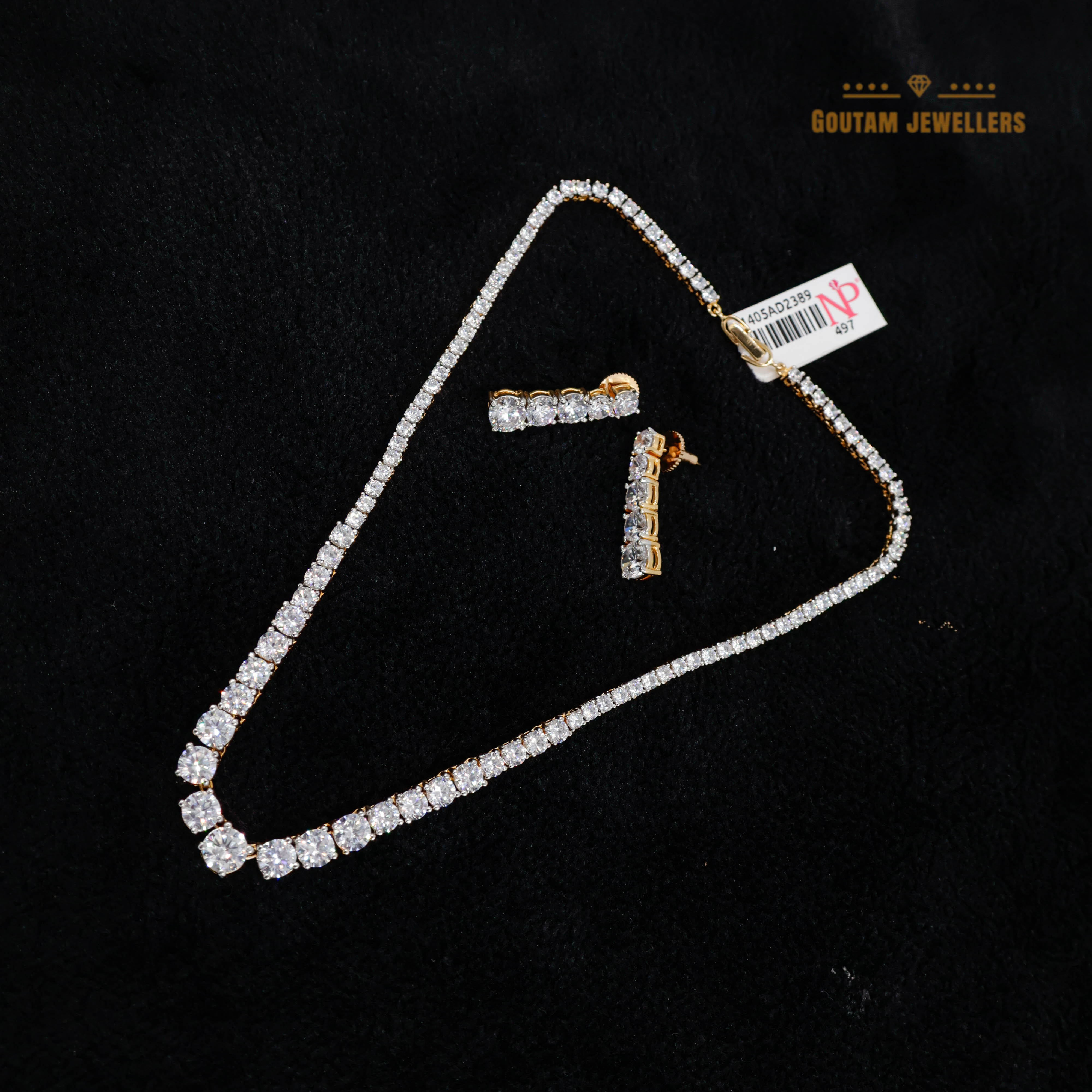 Goutam Jewellers By Ashok Rathod - Imported Single line Solitare Cz Necklace Set