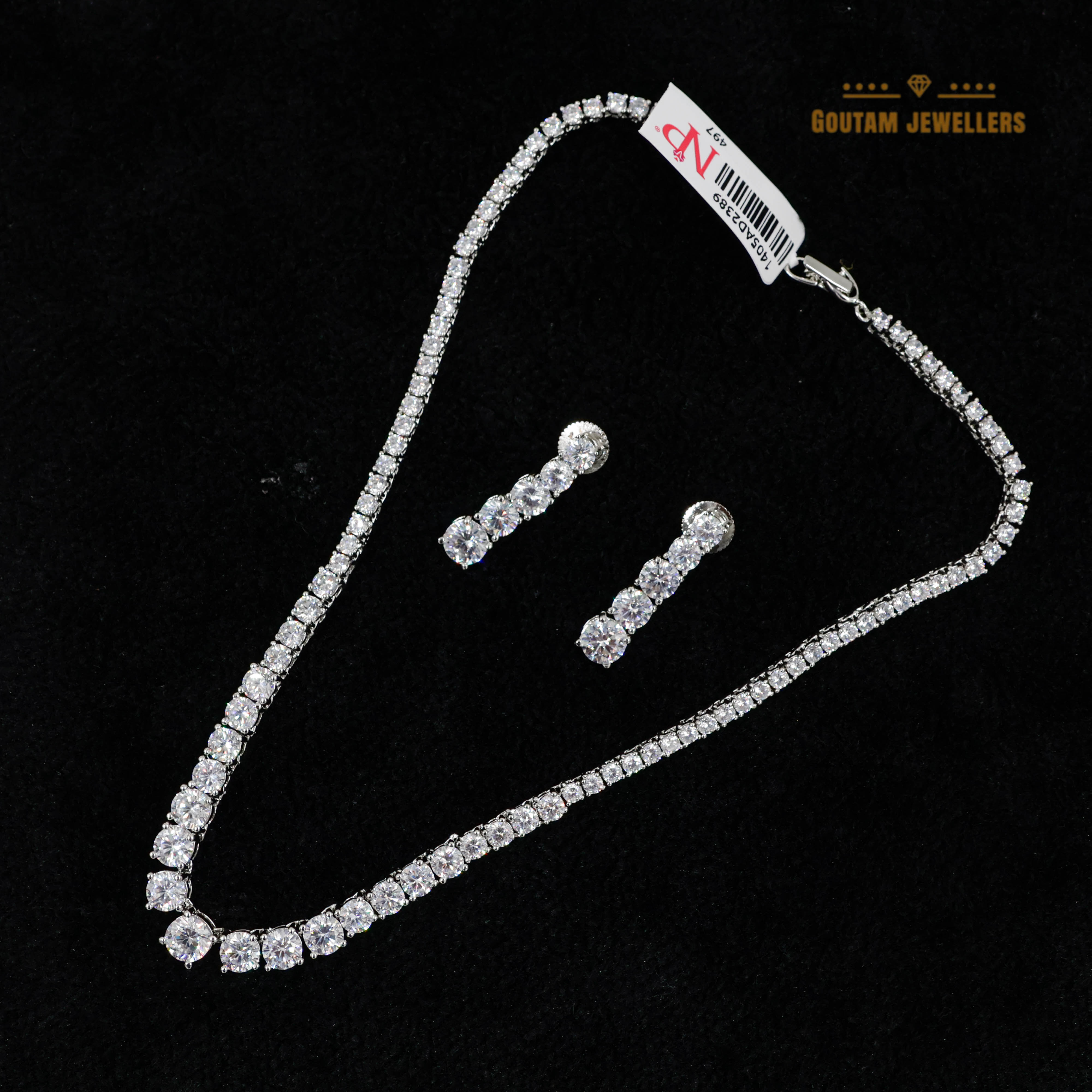 Goutam Jewellers By Ashok Rathod - Imported Single line Solitare Cz Necklace Set